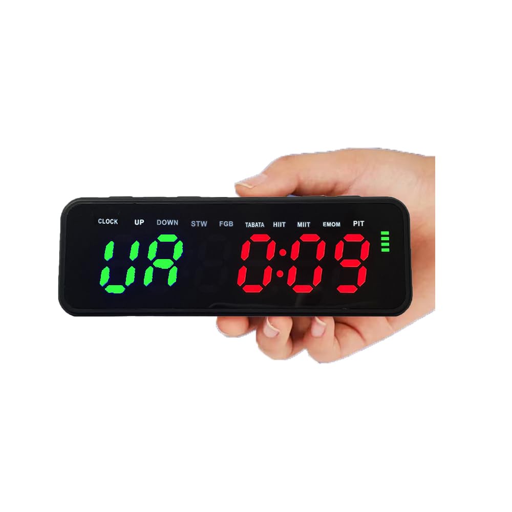 DEGOTM Mini LED Gym Timer - Digital Interval Countdown/Up Clock Stopwatch with 1 Inch Ultra-Clear Display for Home Gym, CrossFit, HIIT & Boxing Workouts