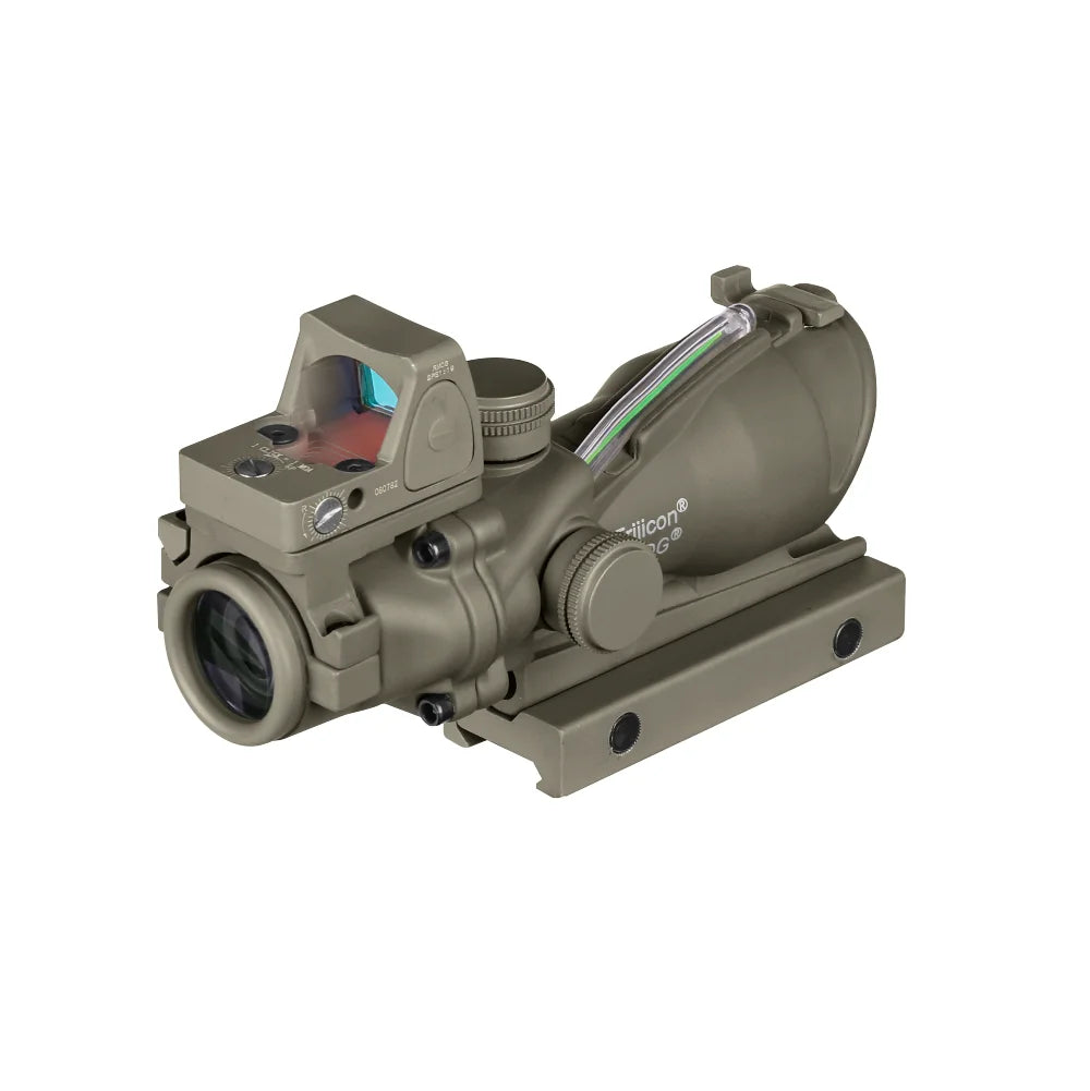 ACOG 4X32 Rifle Scope with Red/Green Fiber Optics - Cross & Arrow Reticle for AR15, .308, .556, .22LR - Perfect for Hunting, Tactical Shooting & Long-Range Precision