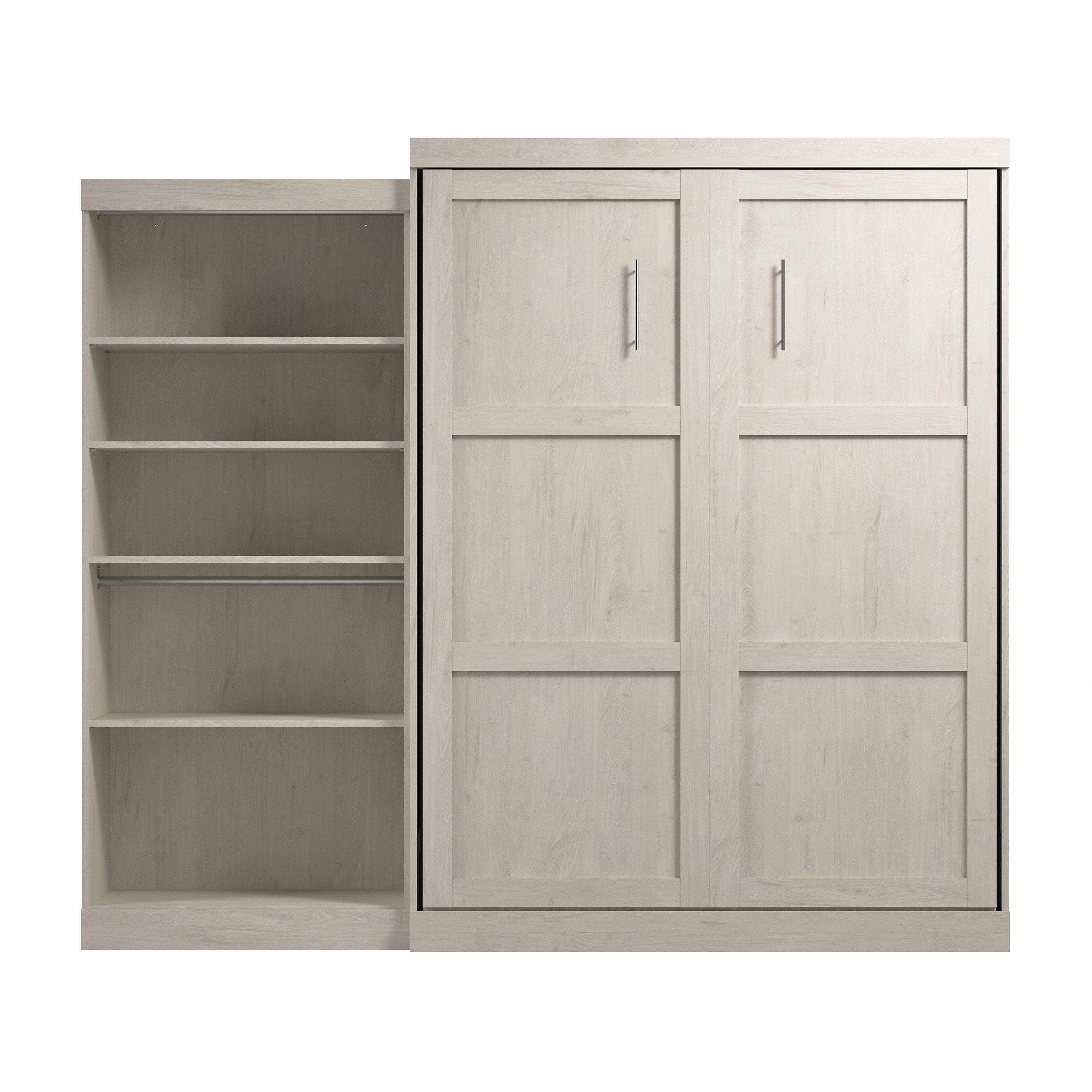 Pur Queen Murphy Wall Bed with Closet Organizer (101W) - 7 Color Options | Space-Saving Wall Bed for Small Apartments, Guest Rooms & Home Offices