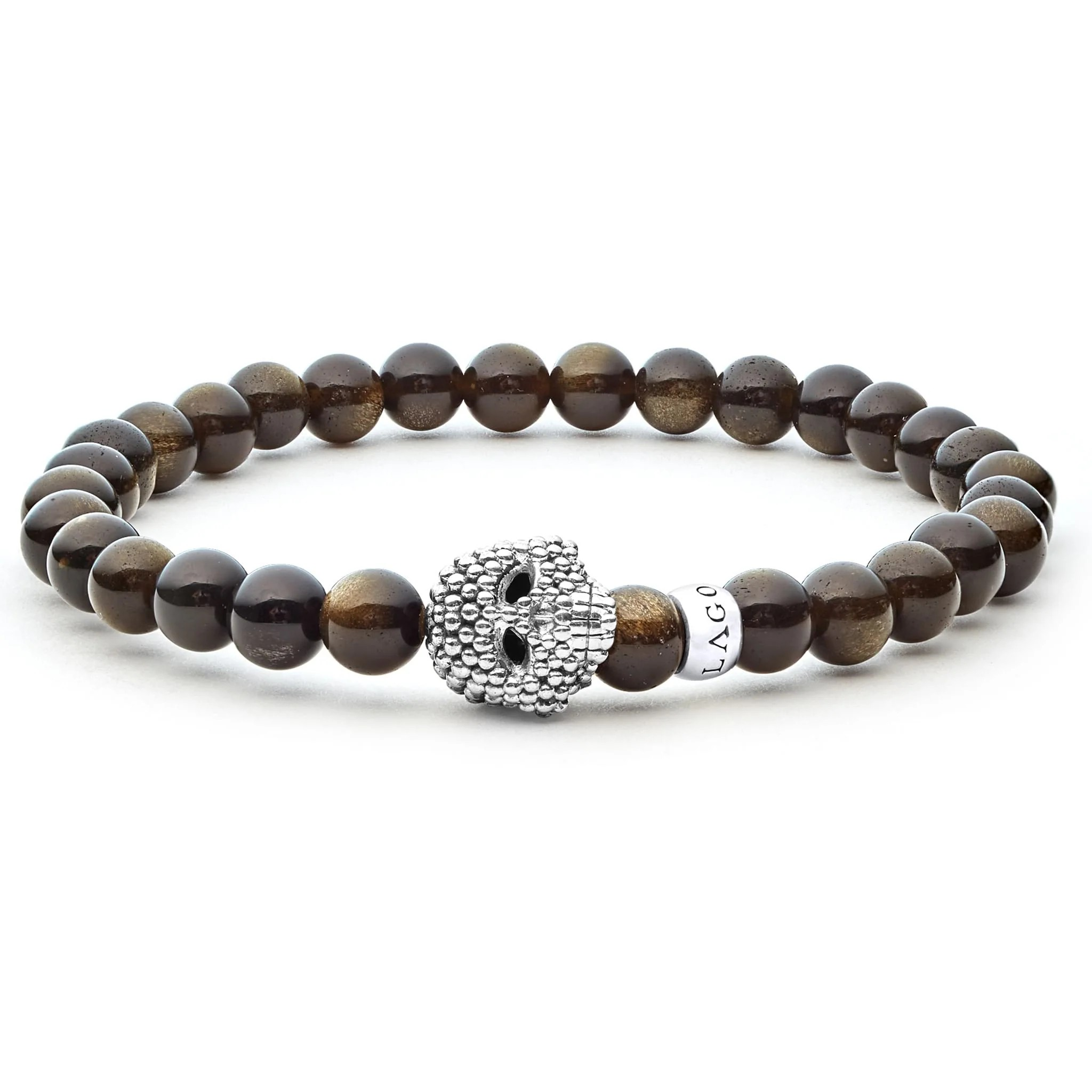 Golden Obsidian Skull Bracelet for Men & Women - Protection & Healing Crystal Jewelry - Gothic Punk Style Accessory for Meditation, Fashion & Spiritual Gifts