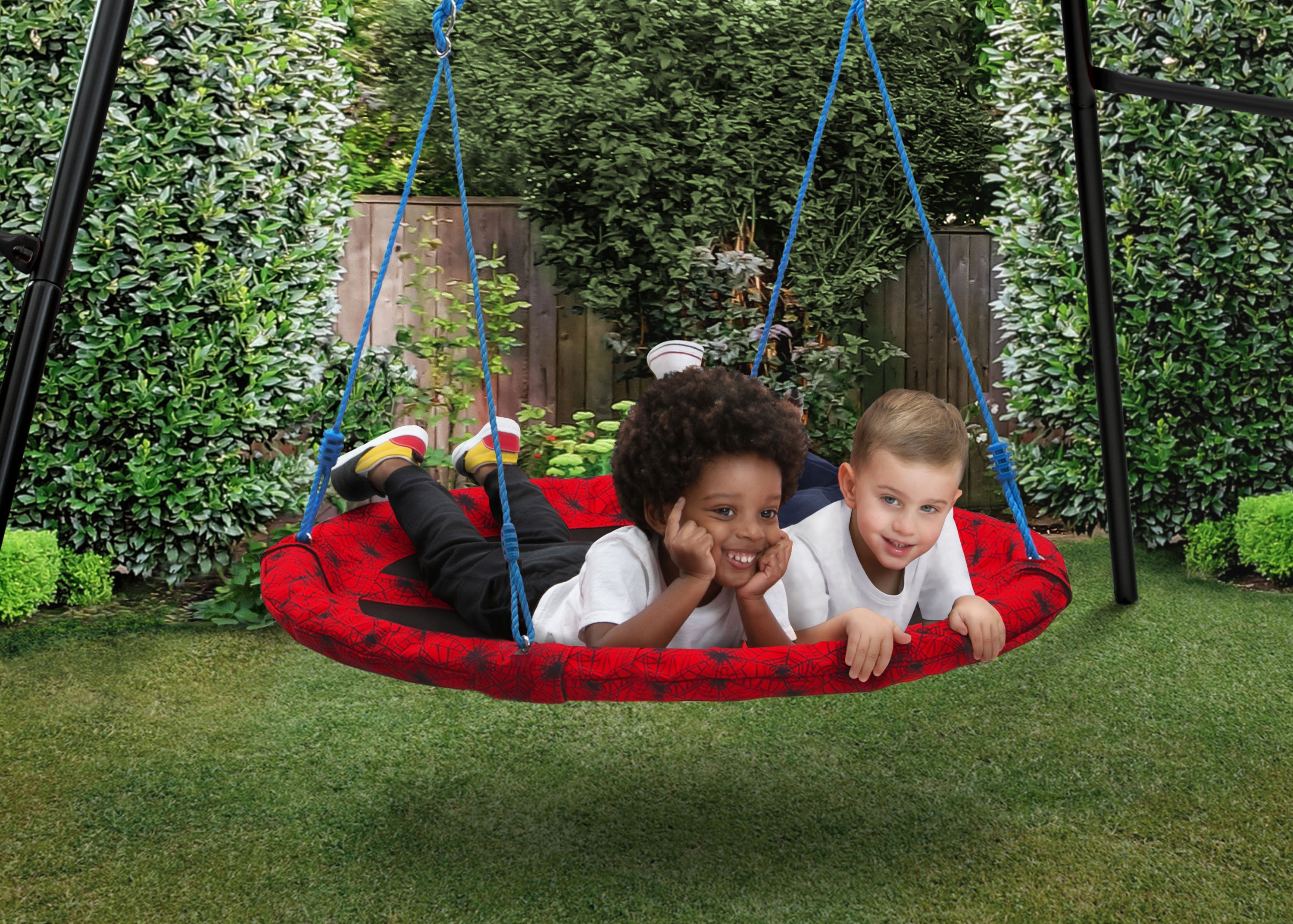 40 Inch Spider-Man Saucer Swing for Kids - Outdoor Play & Backyard Fun - Perfect for Swinging, Spinning & Relaxing