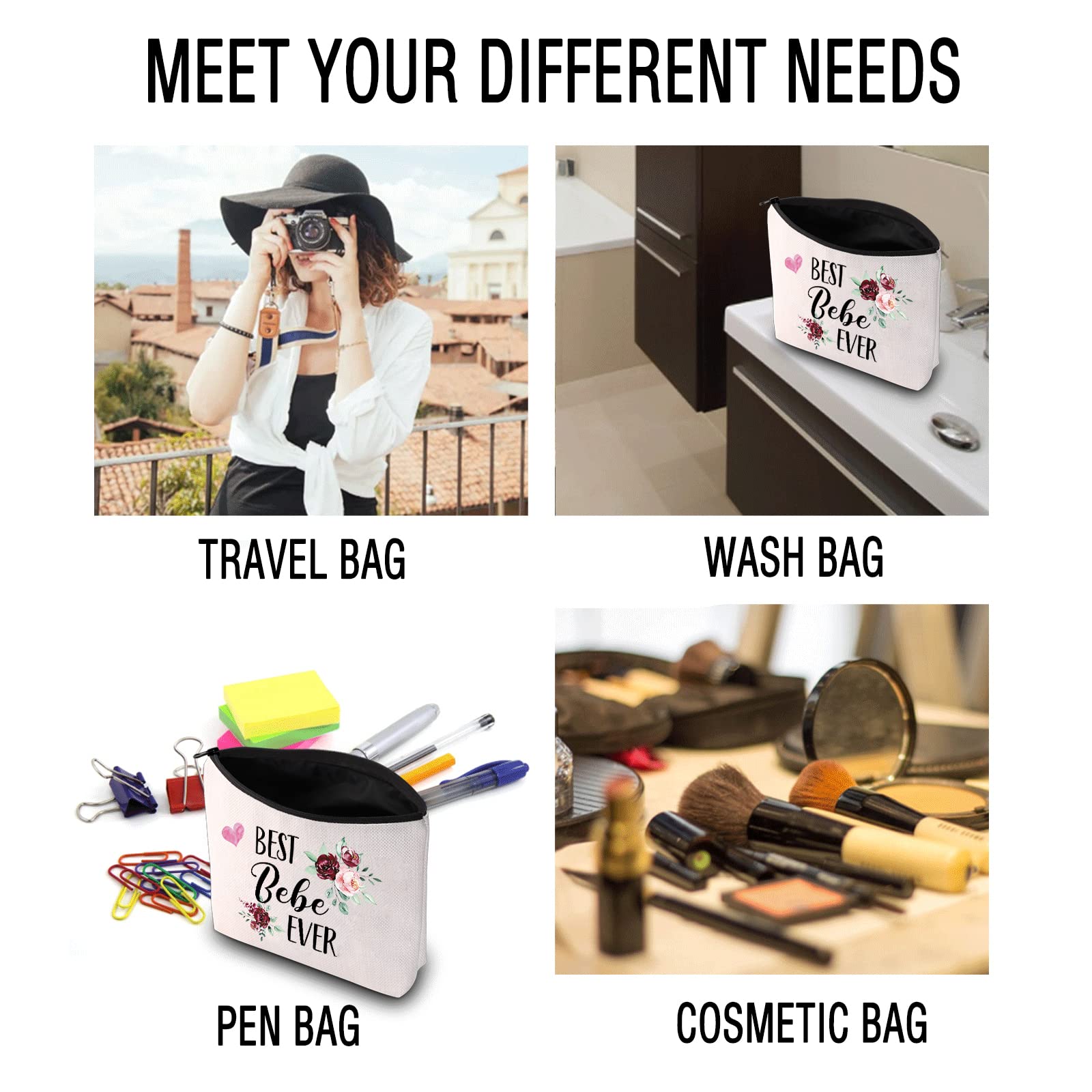 Best Bebe Ever Makeup Bag - Cute Cosmetic Pouch for Women, Perfect Mother's Day Gift for Mom, Grandma & Grandmother - Great for Travel, Bridal Shower & Everyday Use