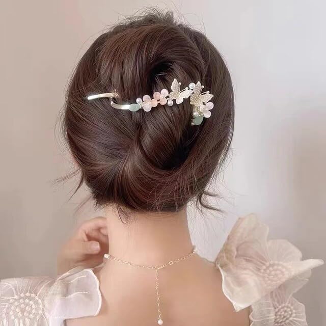INHEAVEN Rhinestone Banana Hair Clip - Elegant Metal French Barrette Hair Accessories for Women, Korean Style Hair Clips (Style C) - Perfect for Parties, Weddings & Daily Styling