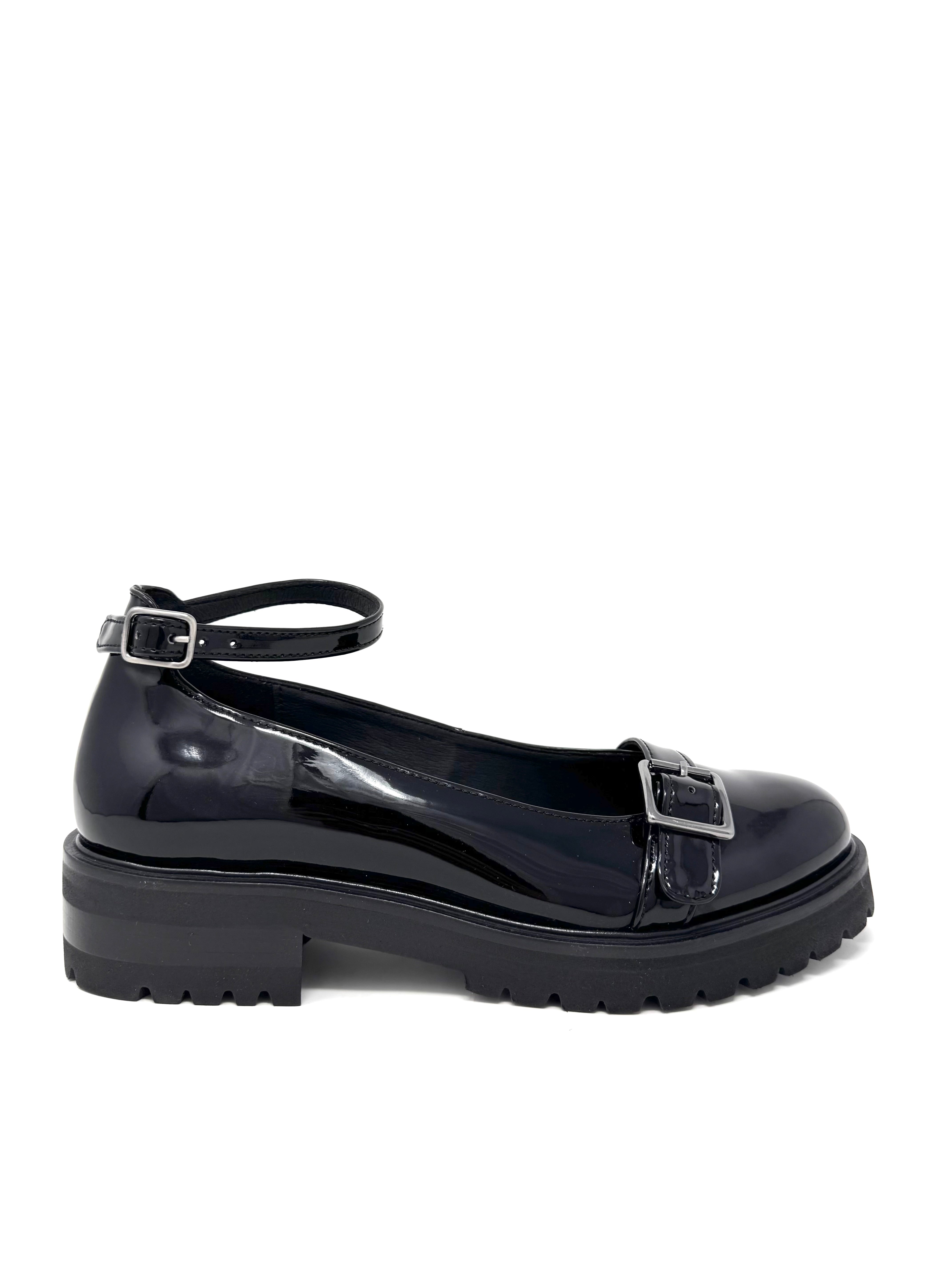 Novacas Lexie Black Patent Mary Jane Shoes - Comfortable & Stylish Women's Flats for Work, Office & Casual Wear