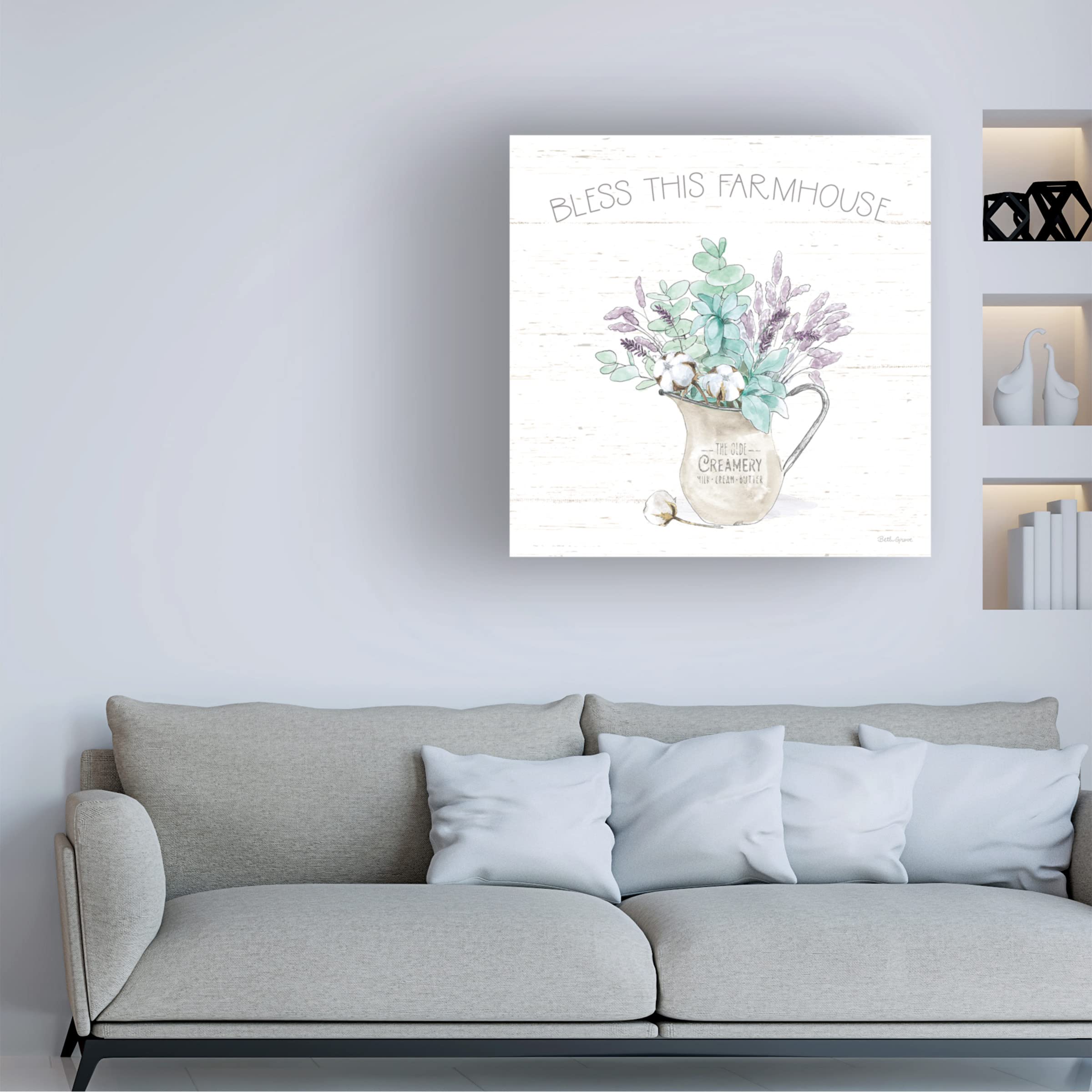 Beth Grove 'Farmhouse Cotton II' Canvas Wall Art - Handmade Cotton Textured Painting for Farmhouse & Rustic Home Decor - Perfect for Living Room, Bedroom & Office