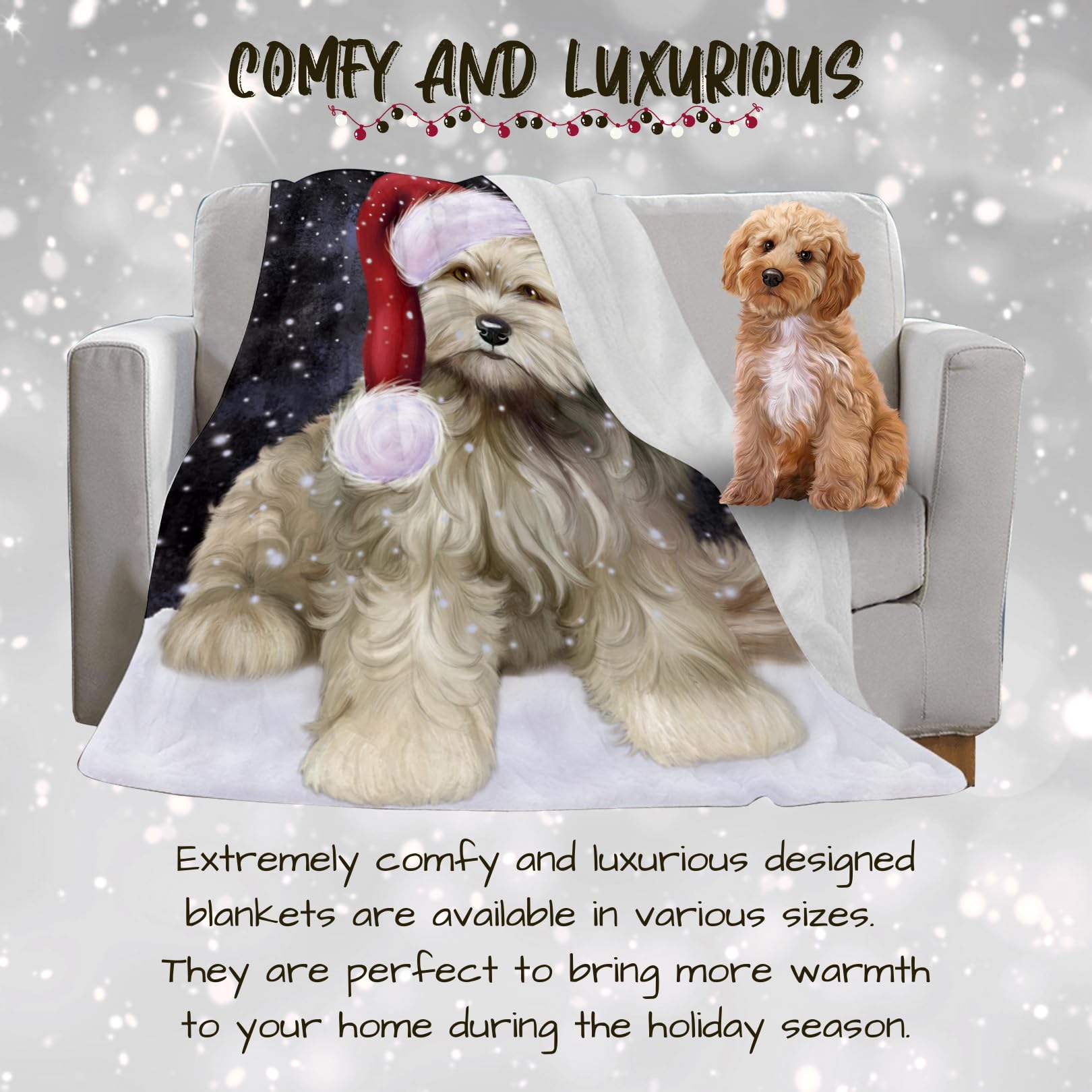 Let it Snow Cockapoo Dog Blanket - Ultra Soft Lightweight Cozy Throw Blanket for Pets - Durable Woven Dog Blanket 50x60 for Bed, Sofa & Couch - Perfect for Winter Snuggles & Home Decor BLNKT162666