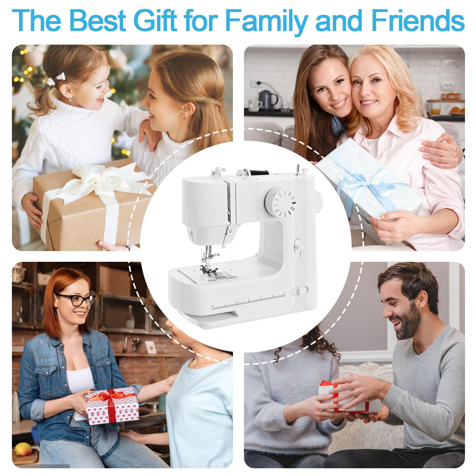 **Beginner Sewing Machine with Light - 12 Stitch Mini Sewing Machine, 2-Speed Adjustable, Forward & Reverse Knob - Easy to Use for Clothes, Fabrics, DIY Projects - Perfect for Home Tailoring & Crafting (White)**