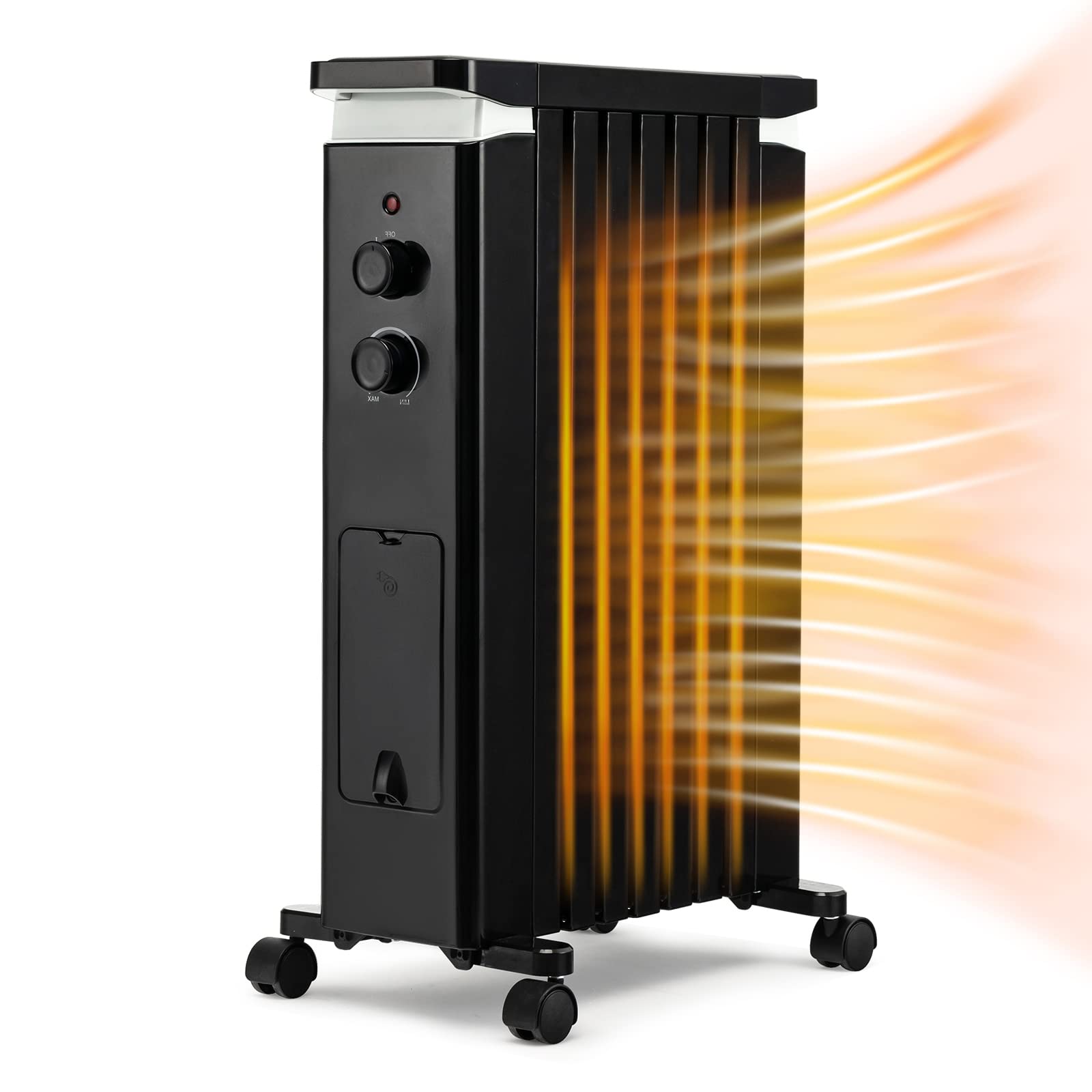 PETSITE 1500W Oil-Filled Radiator Heater with Thermostat - 3 Heat Settings, Overheat & Tip-Over Protection, Hanging Rack & Humidification Box - Perfect for Home, Bedroom, Office & Indoor Use - Energy Efficient Space Heater for Winter & Cold Weather