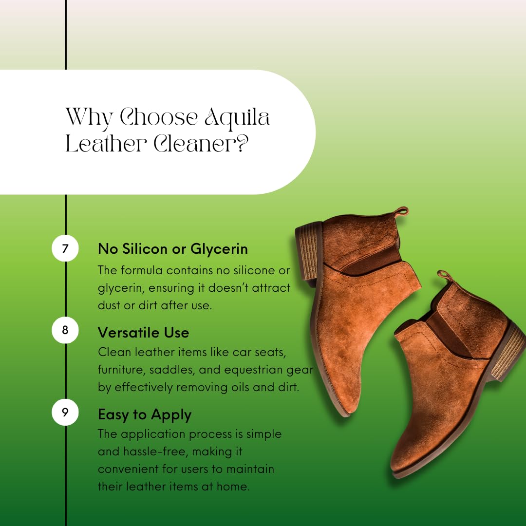 Aquila Leather and Suede Cleaner Kit - Gentle Cleaning Solution for Shoes, Bags, Jackets & Furniture - Restores Shine & Protects Leather & Suede Items