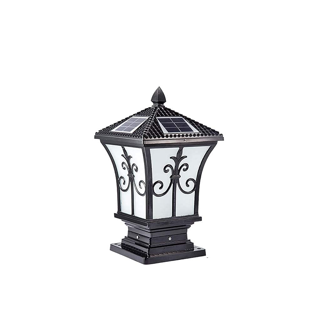 Solar LED Lamp Post - Waterproof IP65 Outdoor Column Lantern, Super Bright Die-Cast Aluminum Solar Light for Backyard, Garden, Gate, Driveway & Pathway (Black) - Perfect for Landscape Lighting, Patio Decor & Nighttime Safety