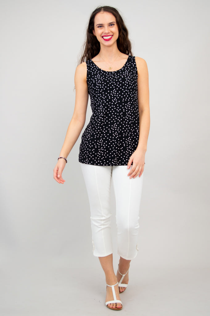 Avalon Women's Bamboo Tank Top with Polka Dot Print - Soft & Breathable Summer Casual Wear for Yoga, Running, and Everyday Comfort
