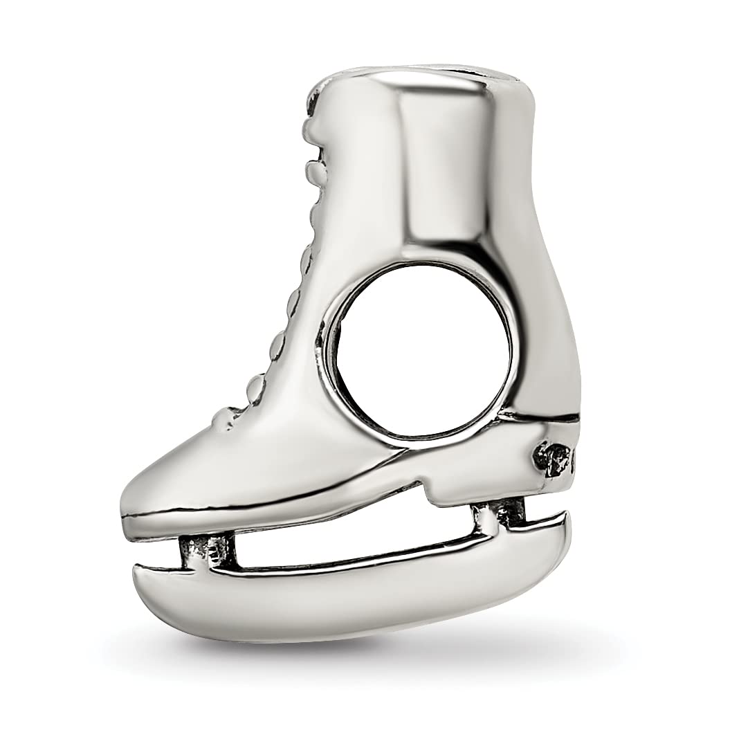 Prerogatives Sterling Silver Ice Skate Charm Bead - Perfect for Jewelry Making, Bracelets & Necklaces - Winter Sports & Figure Skating Gifts
