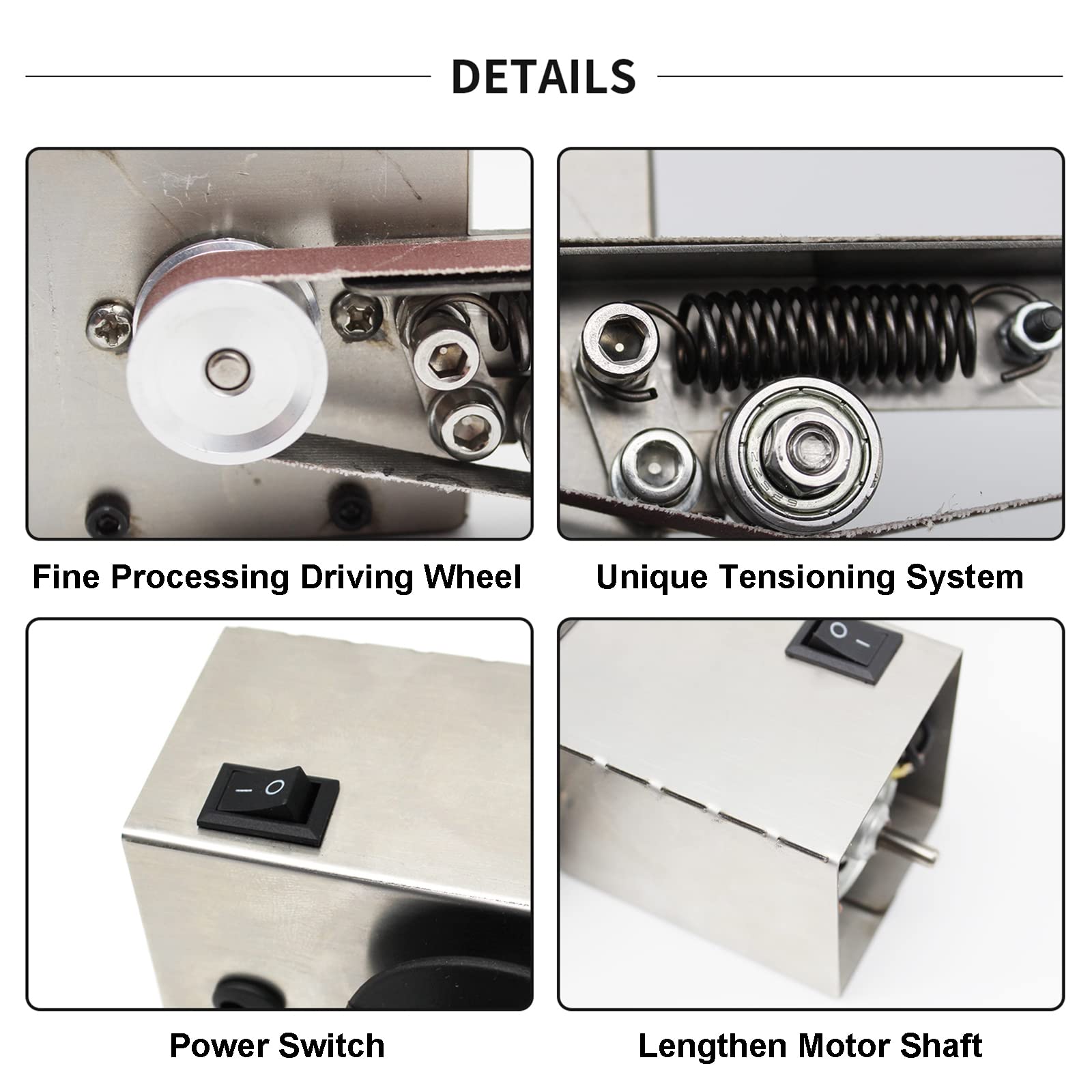 ZJDYDY Handheld Mini Belt Sander - 7 Variable Speed Electric Sanding & Polishing Machine (9000RPM) with 10 Sand Belts & 795 Motor - Perfect for Knife Sharpening, Woodworking, Metal Polishing & DIY Projects