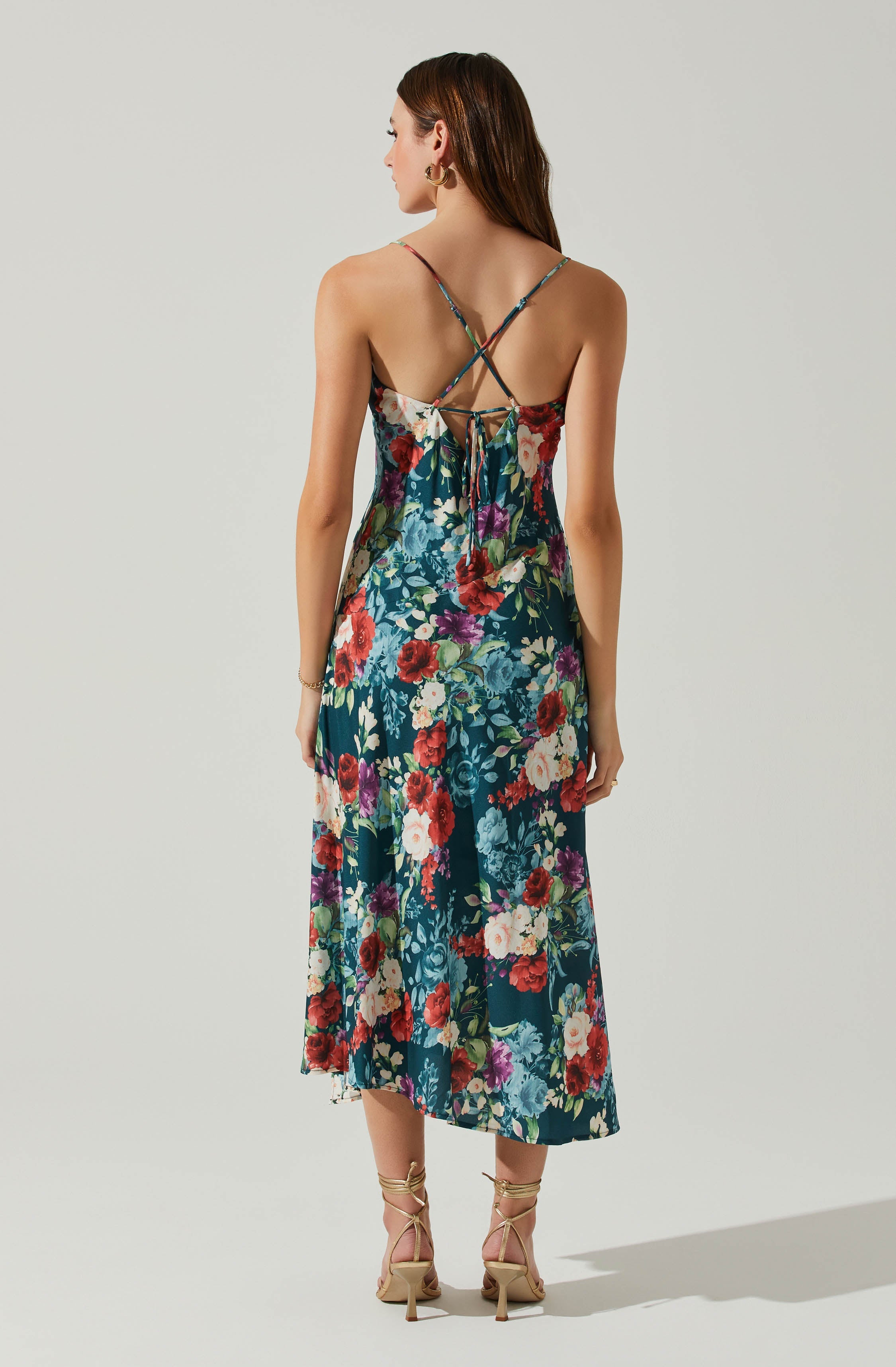 Gaia Floral Midi Dress - Women's Summer Boho Floral Print Dress with Short Sleeves - Perfect for Beach Vacations, Garden Parties & Date Nights