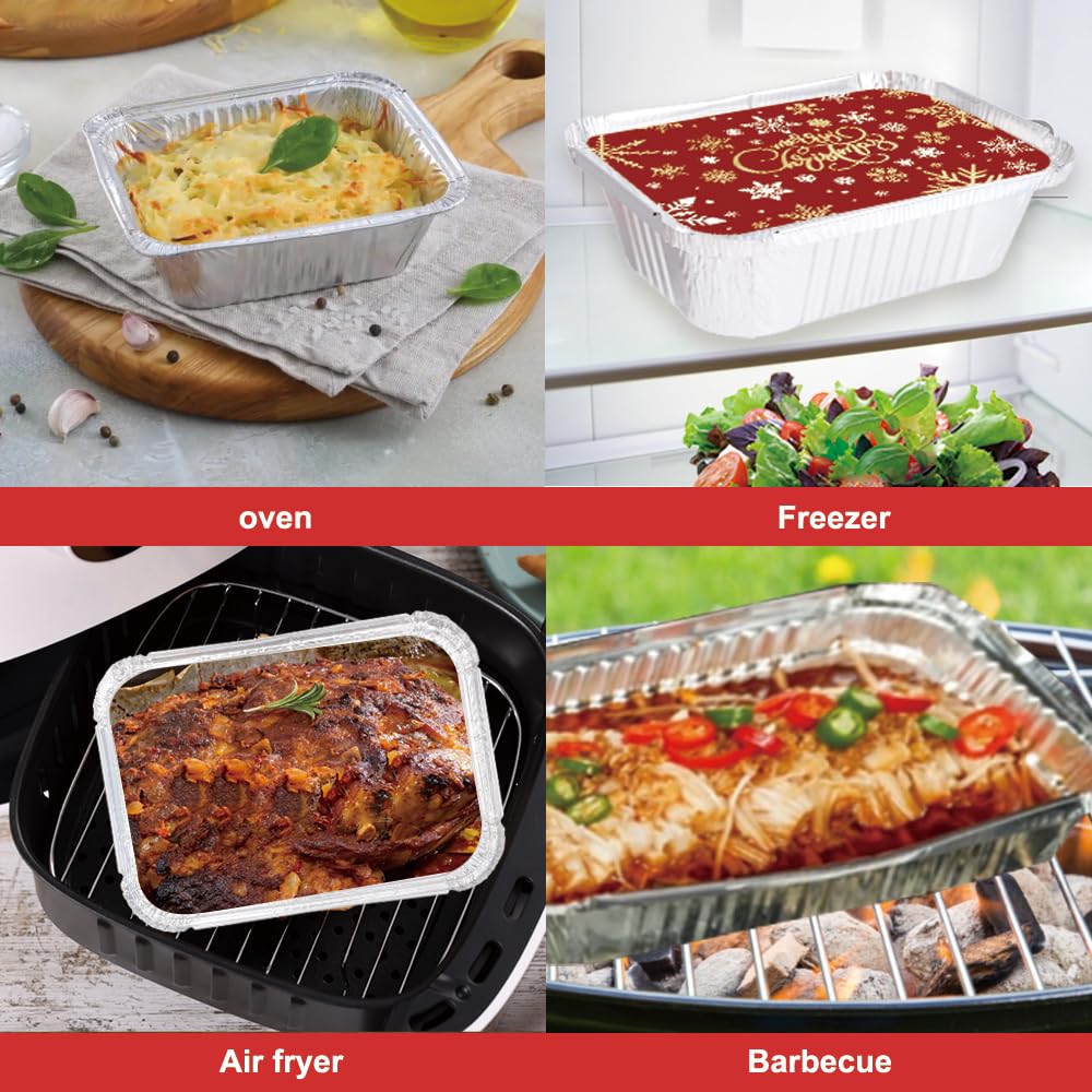 36-Piece Christmas Aluminum Food Storage Containers with Lids - 9 Festive Holiday Designs | Disposable Cookie Tins & Leftover Pans for Christmas Parties, Gift Giving & Winter Holiday Celebrations (Style A) - Perfect for Holiday Baking, Cookie Exchanges & Festive Food Storage
