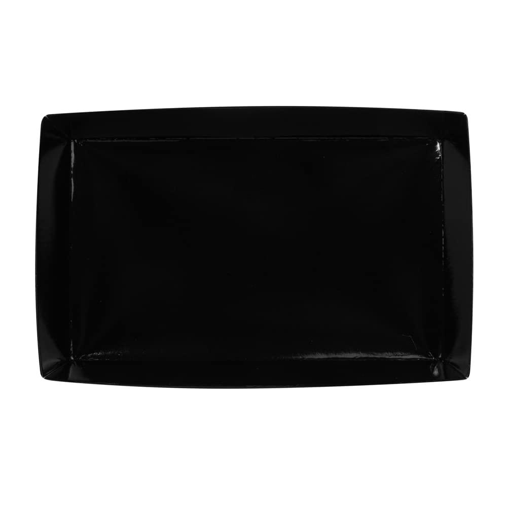Restaurantware Matsuri Vision 8x5x1.5 Inch Medium Sushi Trays - 100 Greaseproof Disposable Black Paper Sushi Containers for Entrees & Desserts (Lids Sold Separately) | Perfect for Japanese Restaurants, Catering & Takeout