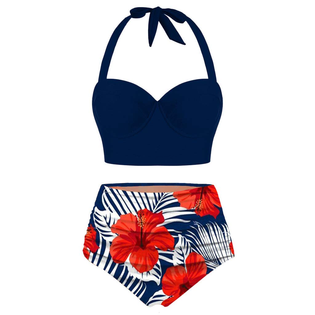 Women's High Waisted Bikini Set - Push Up Halter Swimwear with Tummy Control & Ruched Design | Two Piece Bathing Suit for Beach, Pool & Summer Vacations