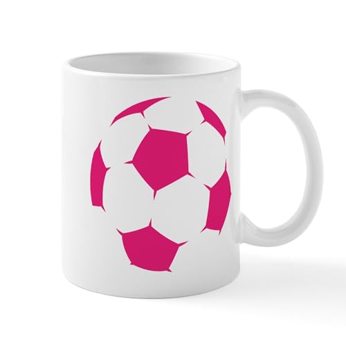 White - Pink Soccer Ball Mugs