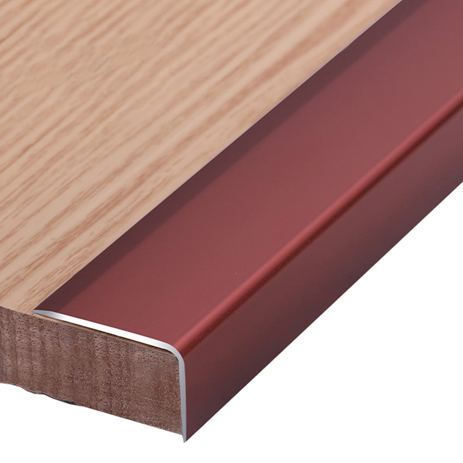 Aluminum L-Shaped Stair Edge Protector - Non-Slip Flooring Transition Strip & Stair Nosing Trim - Indoor/Outdoor Stair Tread Cover - Easy Installation (Red, 150cm/59.1in) - Perfect for Home, Office & Commercial Stair Safety