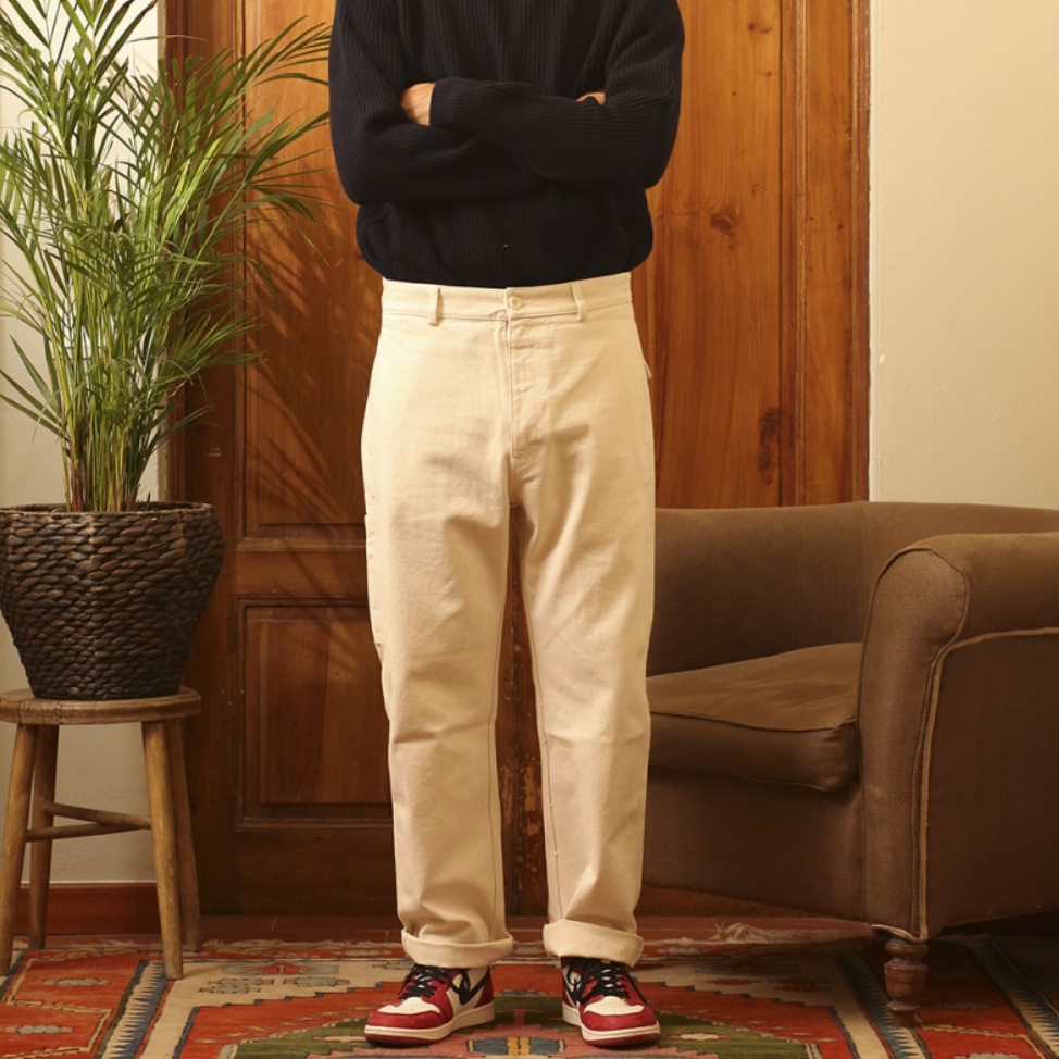 Alcatraz 308 Durable Work Pants for Men - Comfortable Heavy Duty Carpenter Pants (Off White) - Perfect for Construction, Landscaping & Outdoor Work