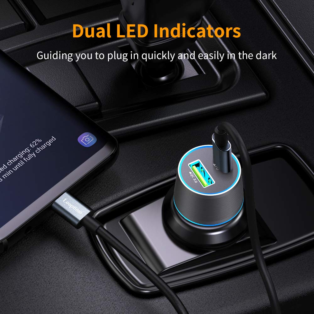 Looptimo 48W Fast USB C Car Charger with PD & QC 3.0 - Compatible with Google Pixel 9/9 Pro XL/8/8 Pro/7/7 Pro/6/6a/6 Pro/5a/5/4/4 XL - Includes 3.3Ft Type C Cable - Perfect for Road Trips & Fast Charging on the Go