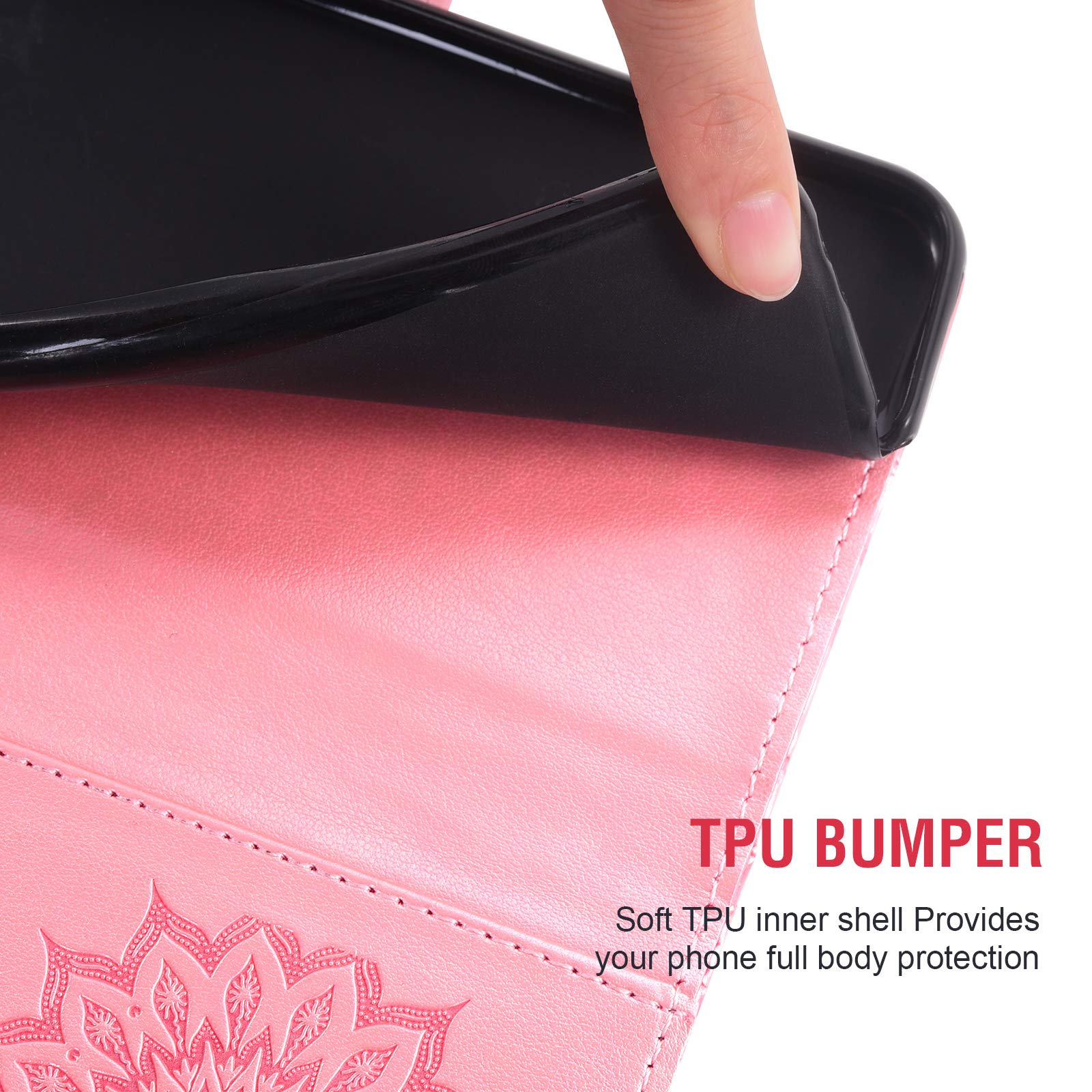 Google Pixel 4 Wallet Case with Screen Protector - Slim Leather Magnetic Flip Cover for Women (Rose Gold) | for Cards & Stand