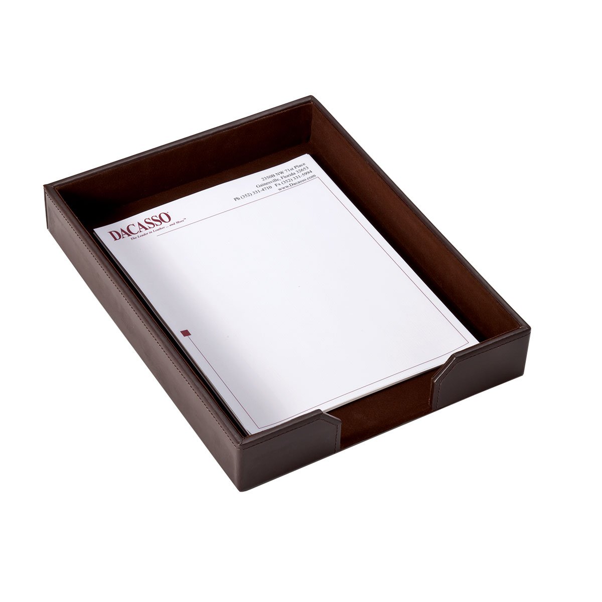 Premium Dacasso Bonded Leather Desk Set - 5-Piece Dark Brown Office Organizer with Leather Desk Pad, Pen Holder & Accessories - Perfect for Executive Desks, Home Offices & Professional Workspaces
