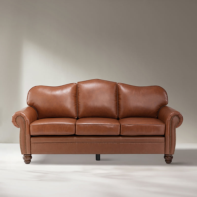 Flavio 81 Genuine Leather Sofa - Premium Full Grain Leather Couch for Living Room, Lounge & Office - Comfortable Modern Sectional Sofa with Sturdy Wood Frame