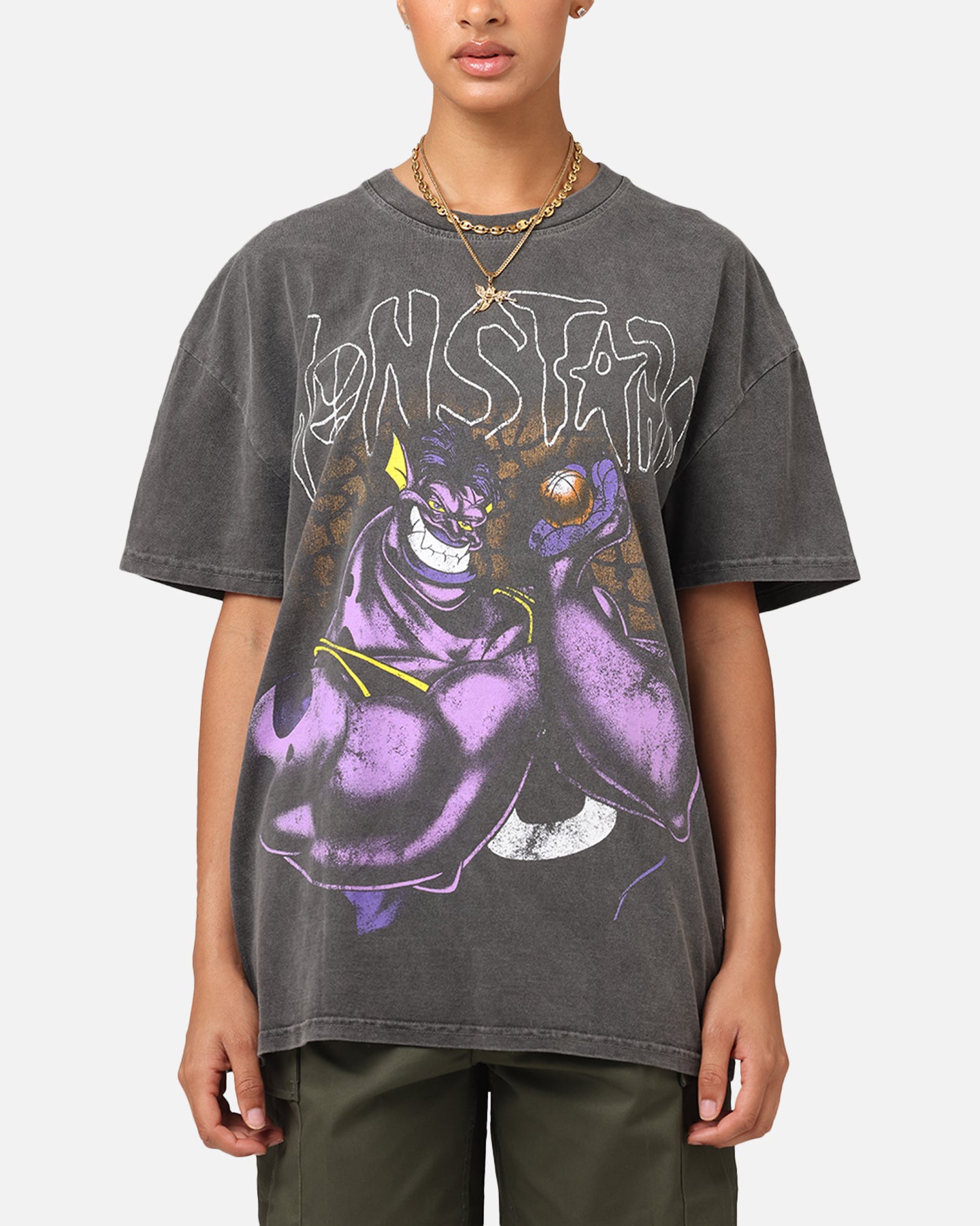 Vintage Space Jam Monstars Heavyweight T-Shirt - Black Wash | American Thrift Style | Perfect for Basketball Fans & 90s Retro Fashion Lovers