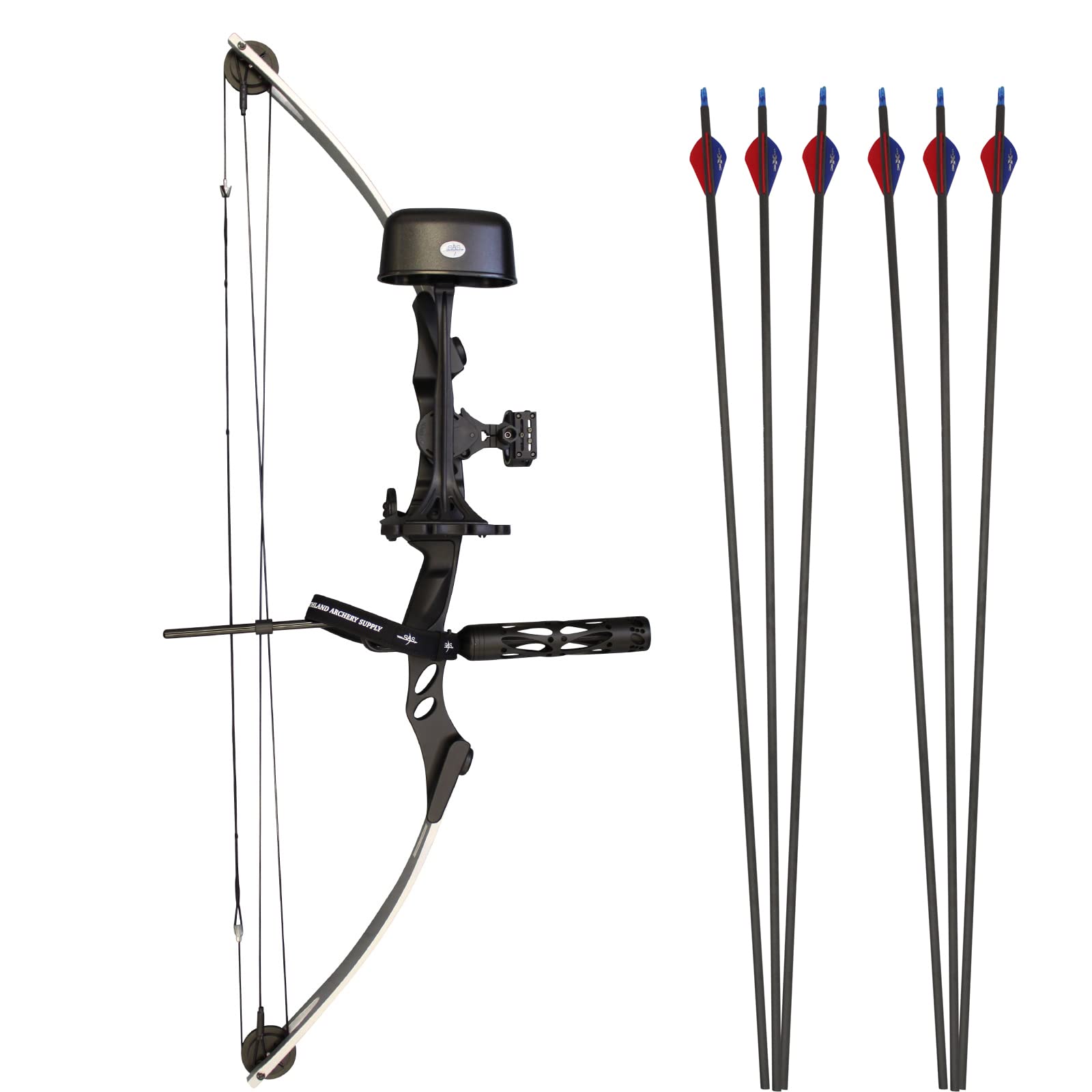 SAS 55 lb 29-Inch Compound Bow with 5-Spot Paper Target - Perfect for Hunting, Target Practice & Outdoor Archery Training