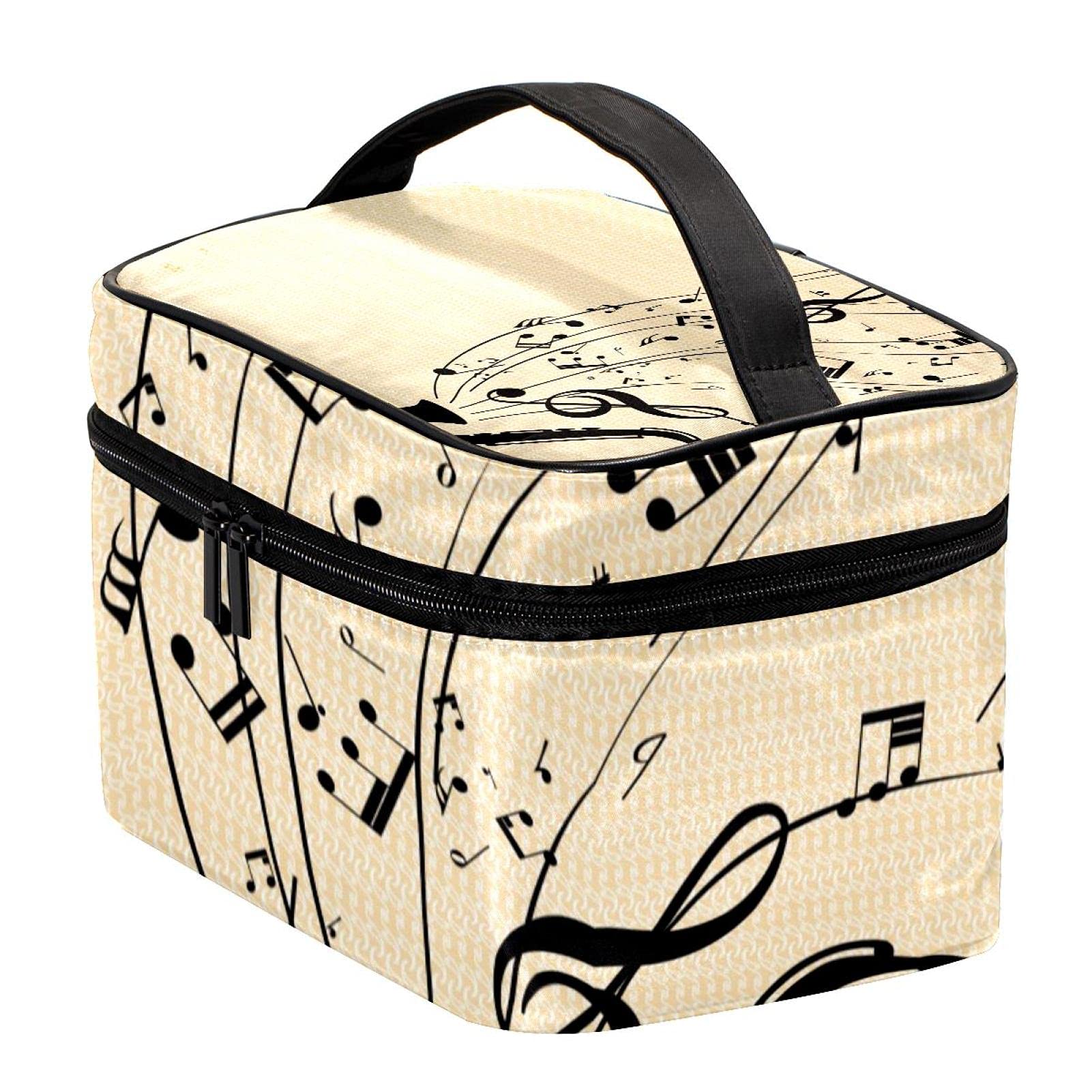 Vintage Music Notes Cosmetic Bag - Large Travel Makeup Case for Women & Girls - Perfect for Toiletries & Organizers