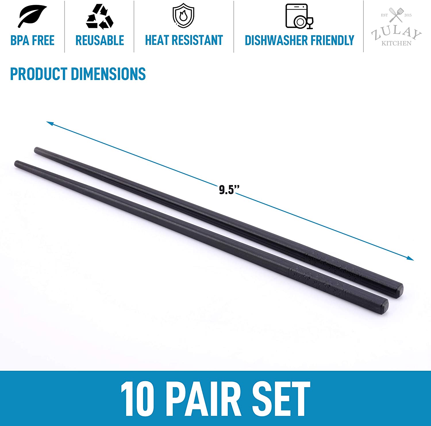 10 Pairs Fiberglass Japanese Chopsticks - Reusable & Durable Kitchen Utensils for Sushi, Ramen, Asian Dining & Home Cooking