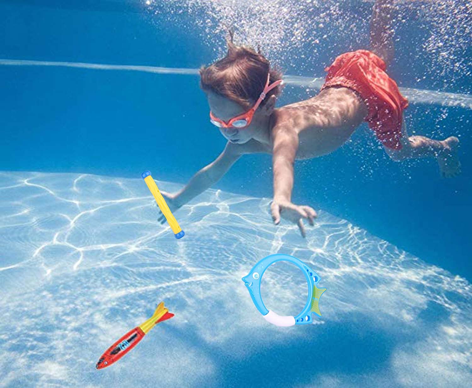 ZHFUYS Transparent Shark Pool Torpedo Toy - Fun Swimming & Diving Game for Kids & Adults - Perfect for Backyard Pools, Beach Parties & Summer Water Play