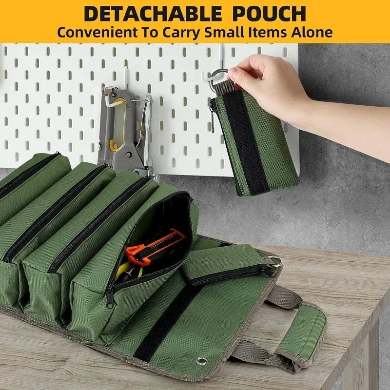Heavy Duty Roll Up Tool Bag Organizer - Durable Portable Tool Storage for Electricians, Plumbers & DIYers - Perfect for Workshops, Construction Sites & Home Repairs