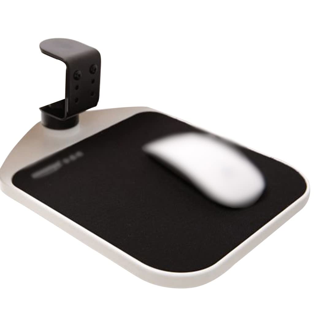 Ergonomic Under Desk Mouse Platform - Adjustable 360° Rotating Wrist Rest Pad with Smart Clamp for Computer Workstation | Space-Saving Office Accessory (White, 25x19.5cm) | Perfect for Home Office, Gaming Setup & Workspace Ergonomics