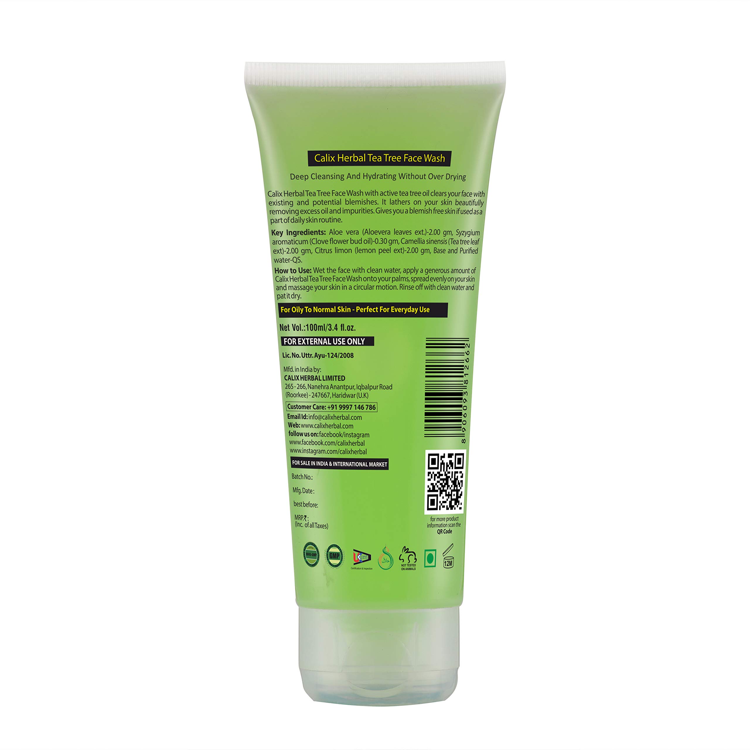 Organic Tea Tree Face Wash for Acne & Oily Skin - Ayurvedic Deep Cleansing Formula to Control Breakouts, Balance Oil & Reduce Scars - 100ml (Pack of 2) - Perfect for Daily Skincare Routine & Travel