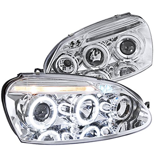 Spec-D Tuning LHP-GLF05-TM Clear Chrome Halo LED Projector Headlights for Volkswagen Golf Rabbit & Jetta - Upgrade Your Night Driving with Stylish Lighting