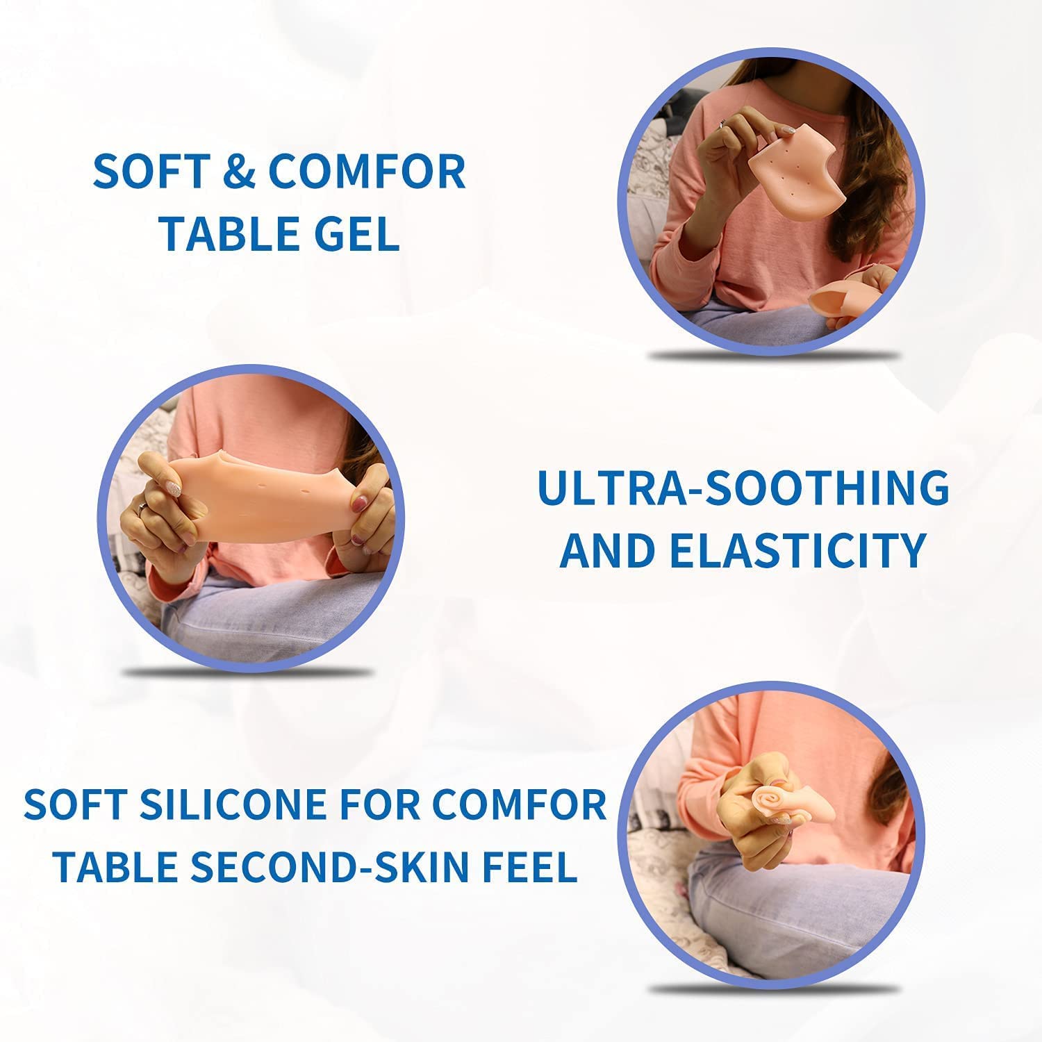 **Premium Silicone Heel Pads for Pain Relief - Anti-Crack Heel Cushions for Women & Men - Comfortable Foot Support for Walking, Running & Daily Wear**