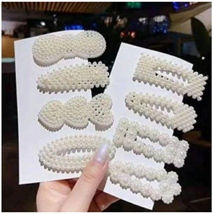6-Piece Korean Style Pearl Hair Clips Set - Large Elegant Hairpins & Barrettes for Women & Girls - Fashion Hair Accessories for Weddings, Parties & Daily Styling (Pack of 6)
