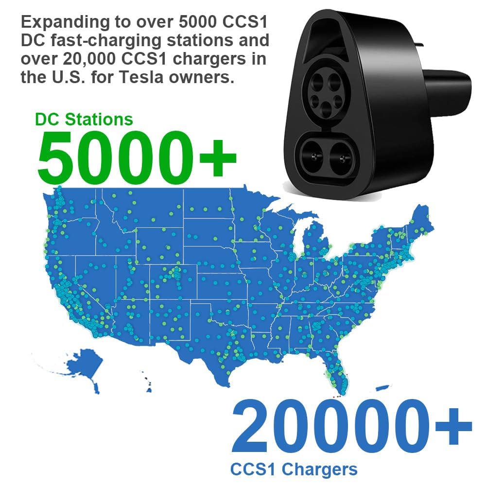 High Power CCS to Tesla Adapter 250kW - CCS1 to NACS Charger Converter for Tesla Models 2021+ - Fast DC Charging Compatible with Supercharger Stations - Perfect for Road Trips & EV Travel Charging