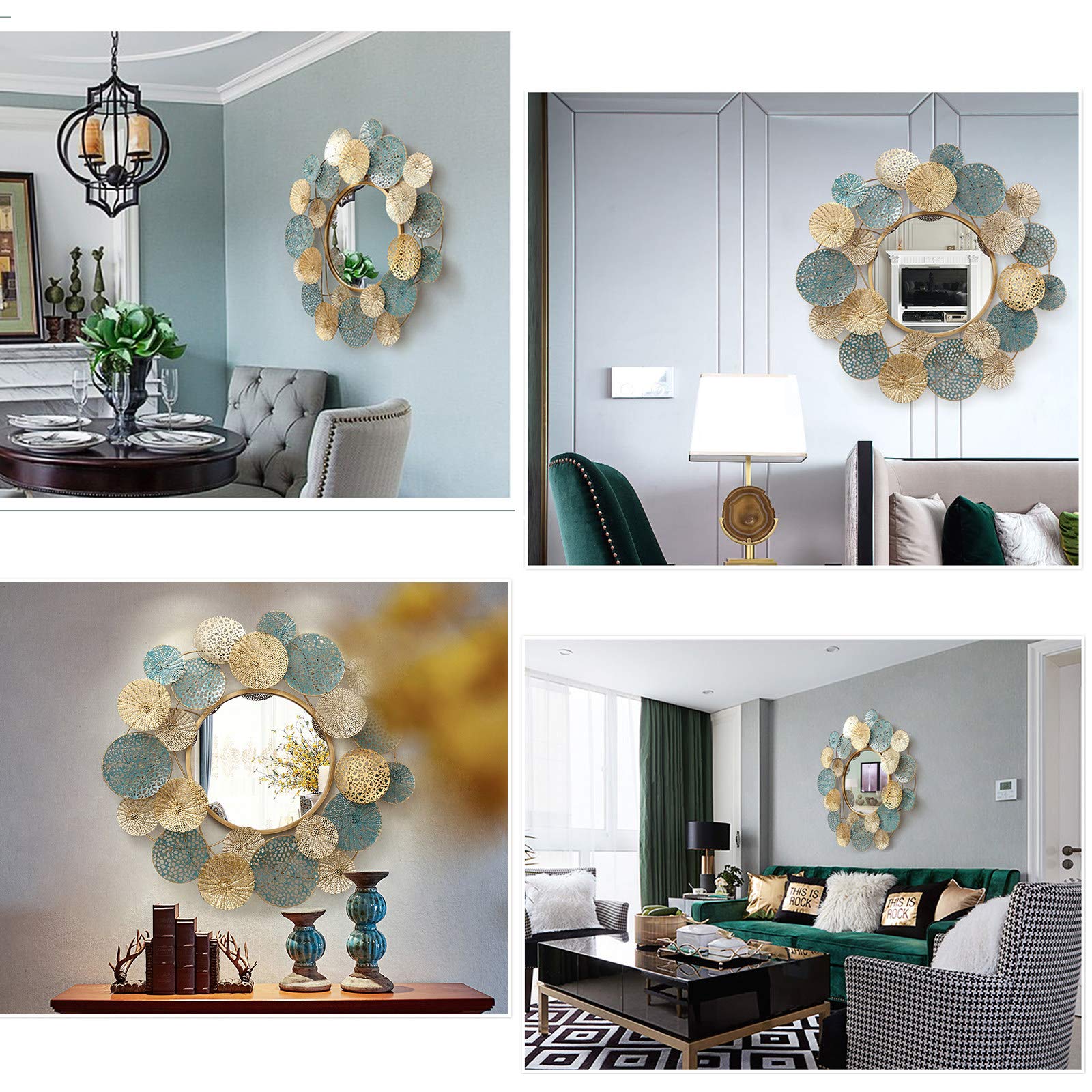 33 Inch Modern Sunburst Mirror Wall Decor - Elegant Flower Design for Living Room, Bathroom, Bedroom, Entryway, and Office Spaces