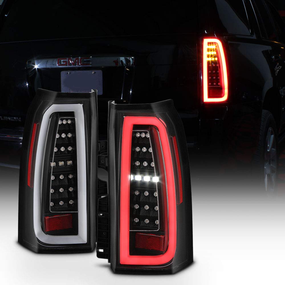 ACANII Full LED Tail Lights Brake Lamps for 2015-2020 GMC Yukon & Yukon XL - Black Pair Set (Driver & Passenger Side) - Upgrade Your Truck's Style & Night Visibility for Safer Driving