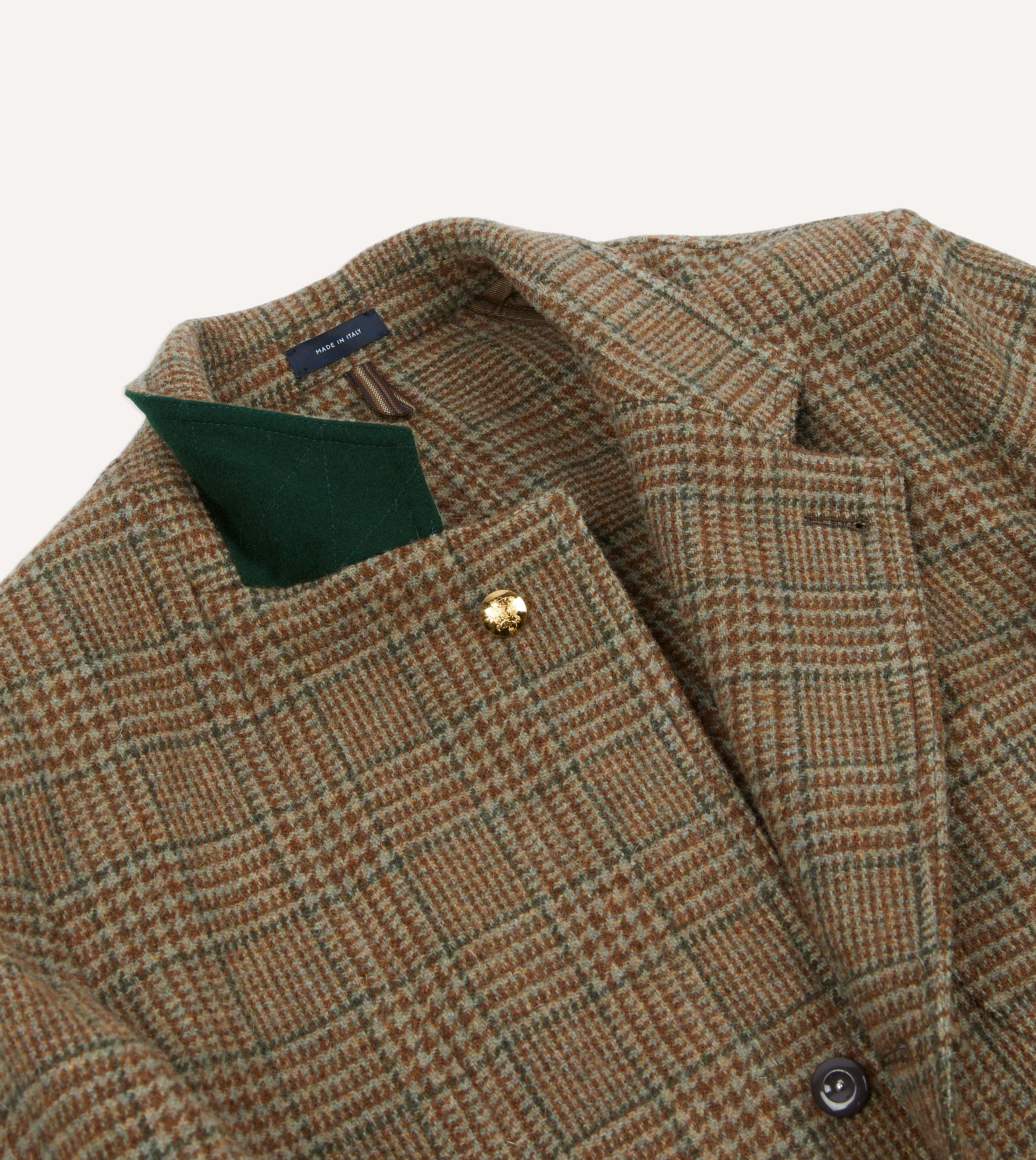 Brown Prince of Wales Check Shetland Tweed Blazer for Men - Classic Mk. VII Style for Business, Office & Formal Events