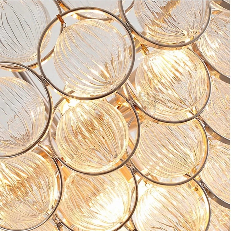 Gold Clear Glass Globe Pendant Light Fixture - Modern Hanging Chandelier for Dining Room, Kitchen Island & Bedroom Lighting