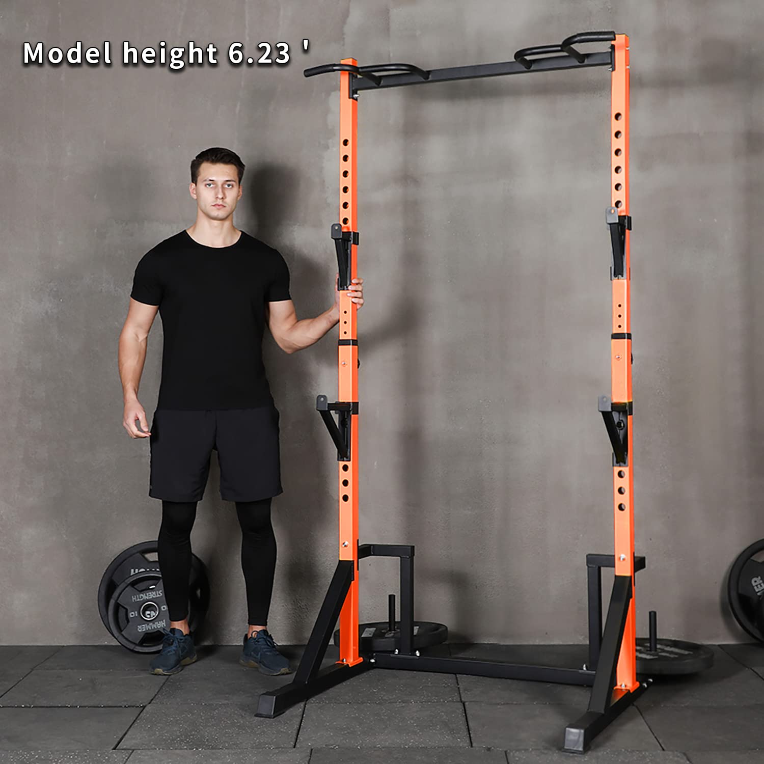 CANPA Heavy Duty Power Rack with Pull-Up Bar - 1000LB Capacity Adjustable Squat Rack for Home Gym - Perfect for Strength Training, Weight Lifting & CrossFit Workouts
