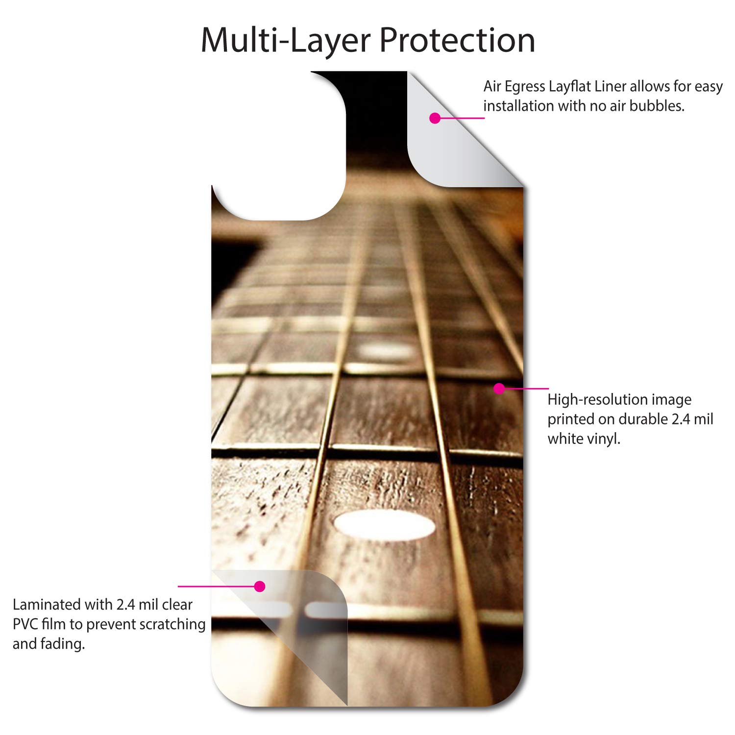 DistinctInk Custom Skin Decal for OtterBox Symmetry iPhone 11 Pro Case (5.8 Inch) - Guitar Strings Design | Protective Cover for Daily Use, Travel & Work