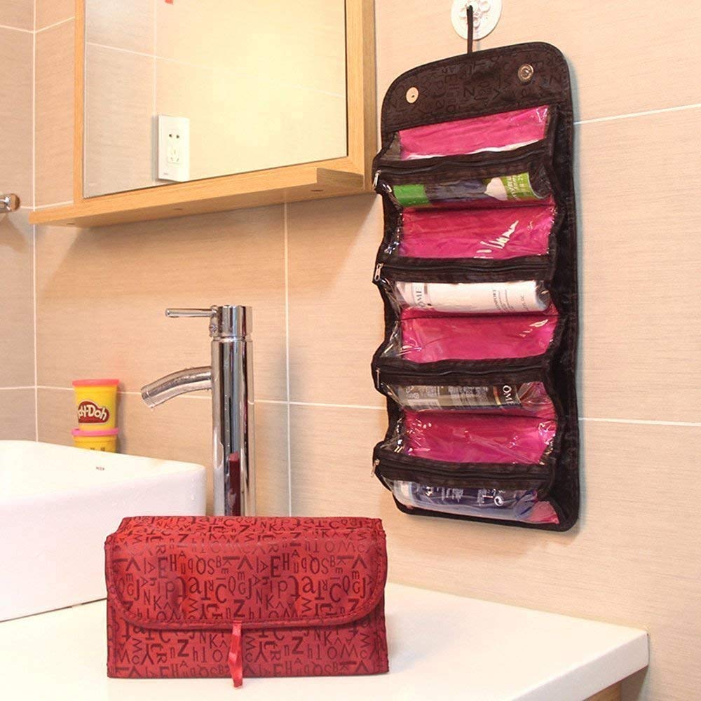 Glowick Folding Hanging Toiletry Bag - Detachable Cosmetic Organizer & Travel Makeup Pouch for Women (1 Piece) | Perfect for Travel, Camping & Gym Essentials Storage