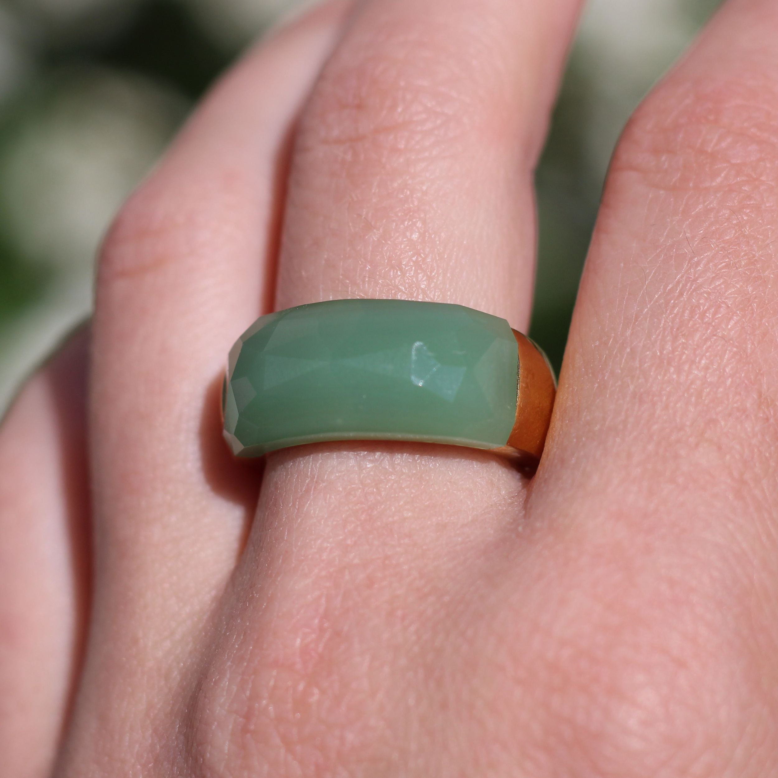 Natural Aventurine Faceted Ring for Women - Healing Stone Jewelry for Meditation, Energy Balancing & Spiritual Gifts
