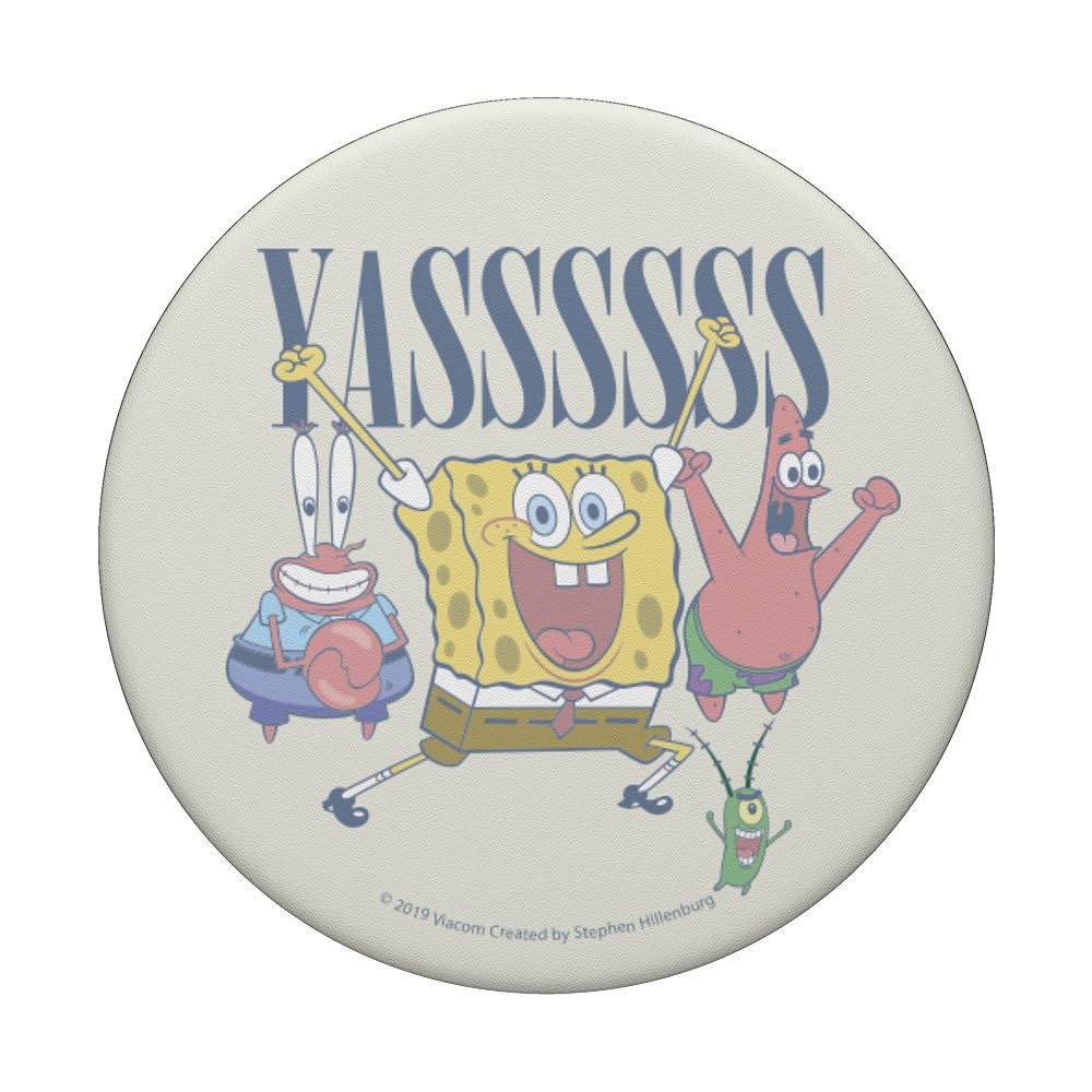 SpongeBob SquarePants Yassss Group Shot PopSocket - Standard PopGrip Phone Grip & Stand for iPhone, Samsung, Smartphones - Perfect for Selfies, Gaming, and Daily Use