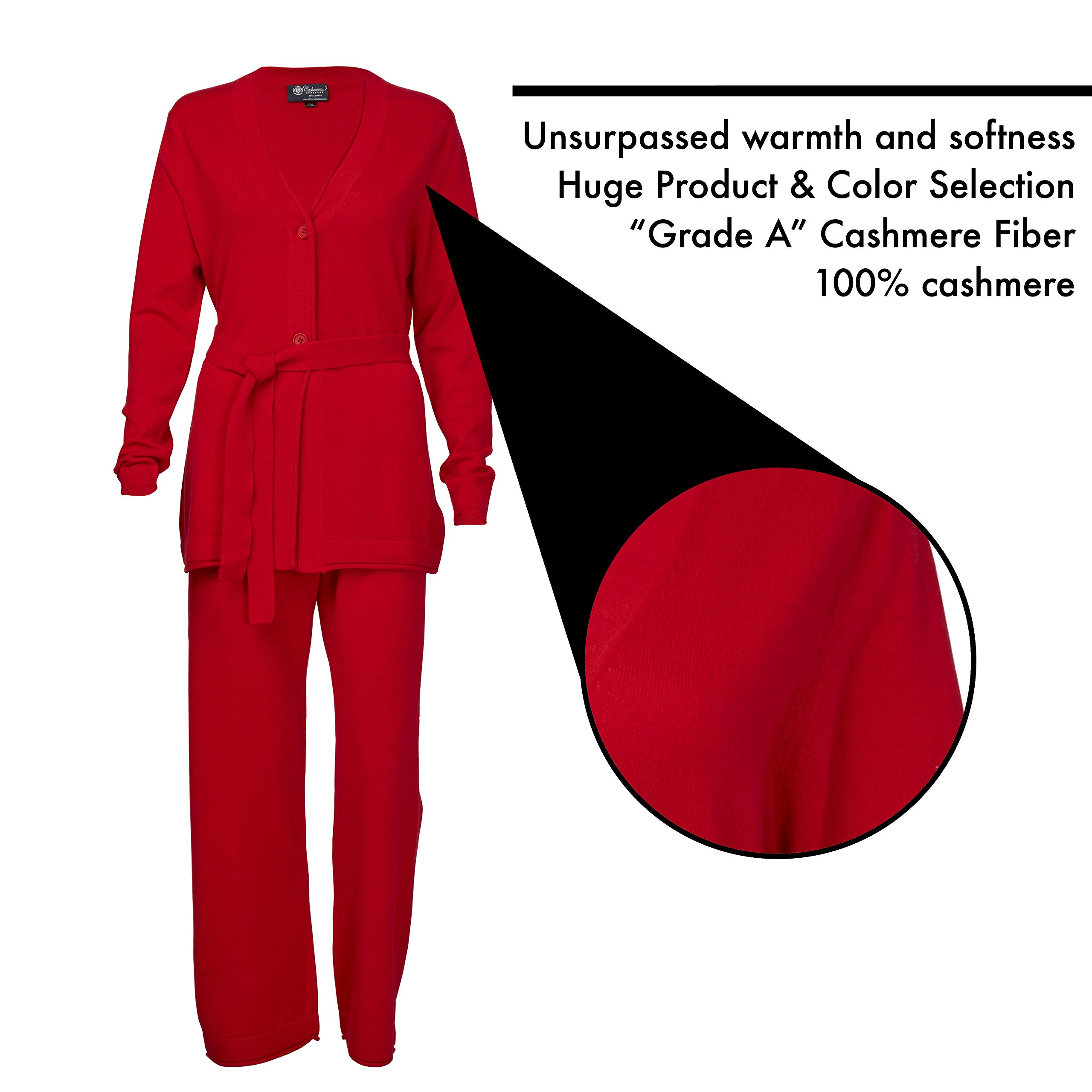 100% Pure Cashmere Women's Lounge Pajama Set - Soft & Warm Long Sleeve Sleepwear for Winter Nights, Cozy Homewear & Luxury Gift Idea